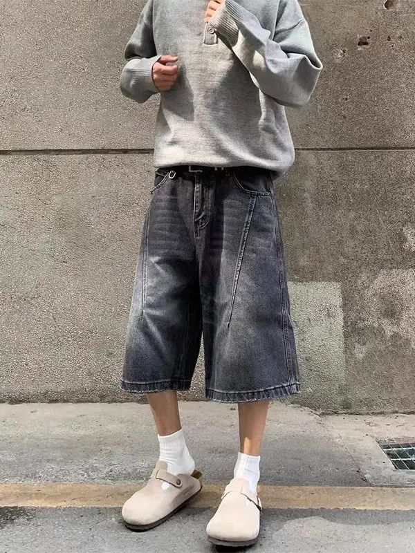 VIBE Vintage washed baggy seven point denim shorts Size US 32 / EU 48 - 3 Thumbnail