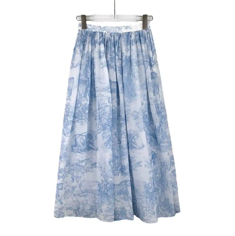 Dior Dior Light Blue Cotton Midi Skirt 0089 Size 22" - 1 Thumbnail