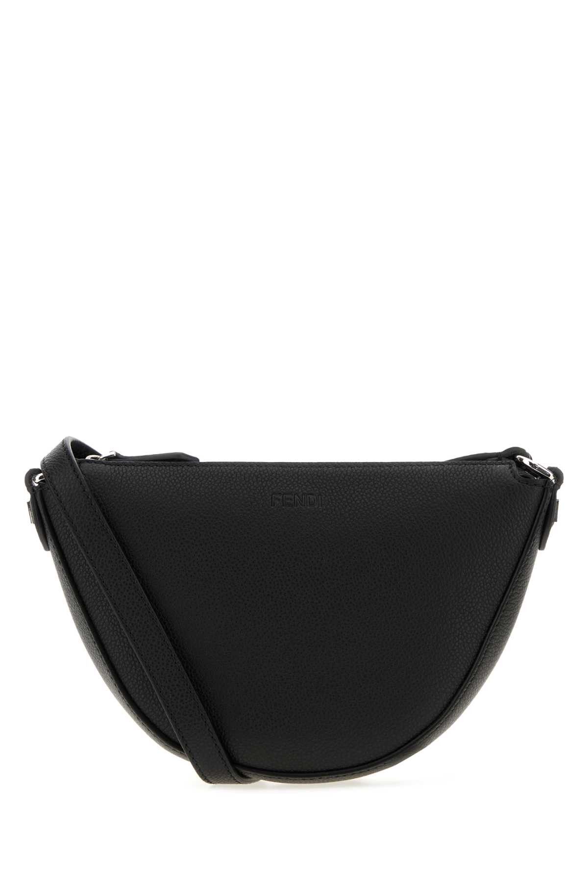 Black Leather Mini Fendi Melon Crossbody Bag, Men's