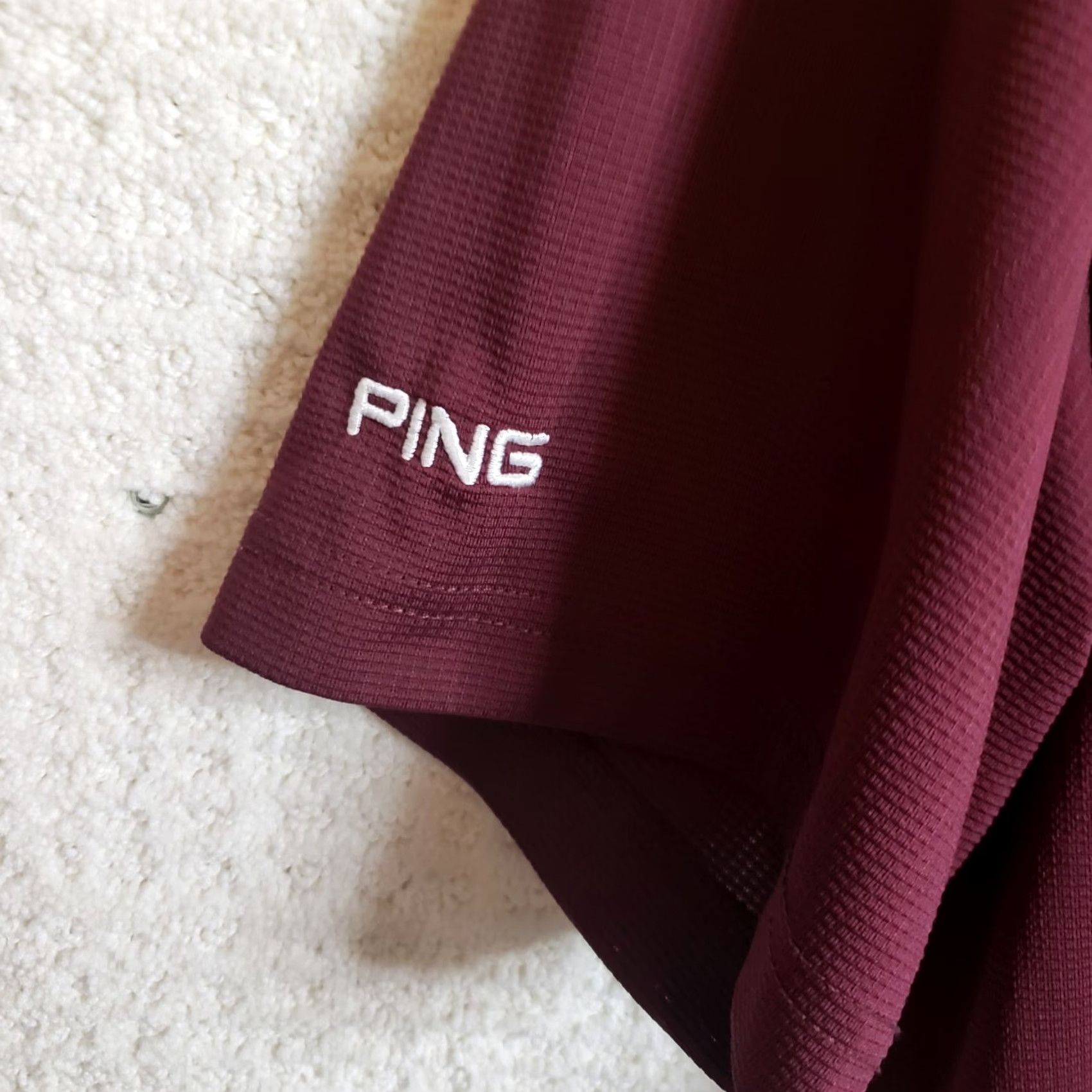 Vintage Ping Sensor Cool Polo Golf Shirt L Men Garnet Maroon U MASS Logo on Chest Short Sleeve Polyester Spandex Breathable Quick Dry Golf Size US L / EU 52-54 / 3 - 6 Thumbnail