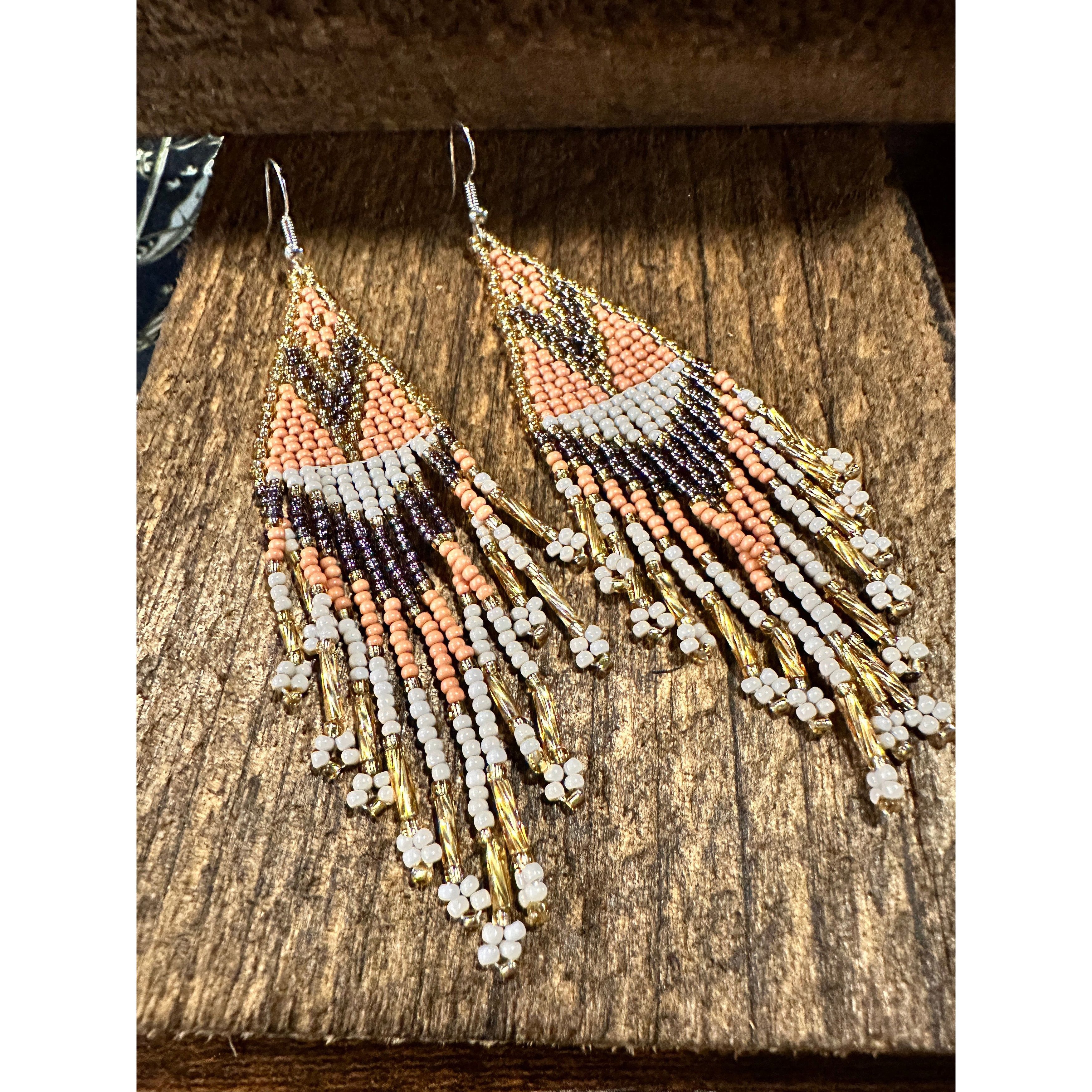 Other Handcrafted Bohemian Navajo Seed Bead Dangle Earrings with P Size ONE SIZE - 8 Thumbnail