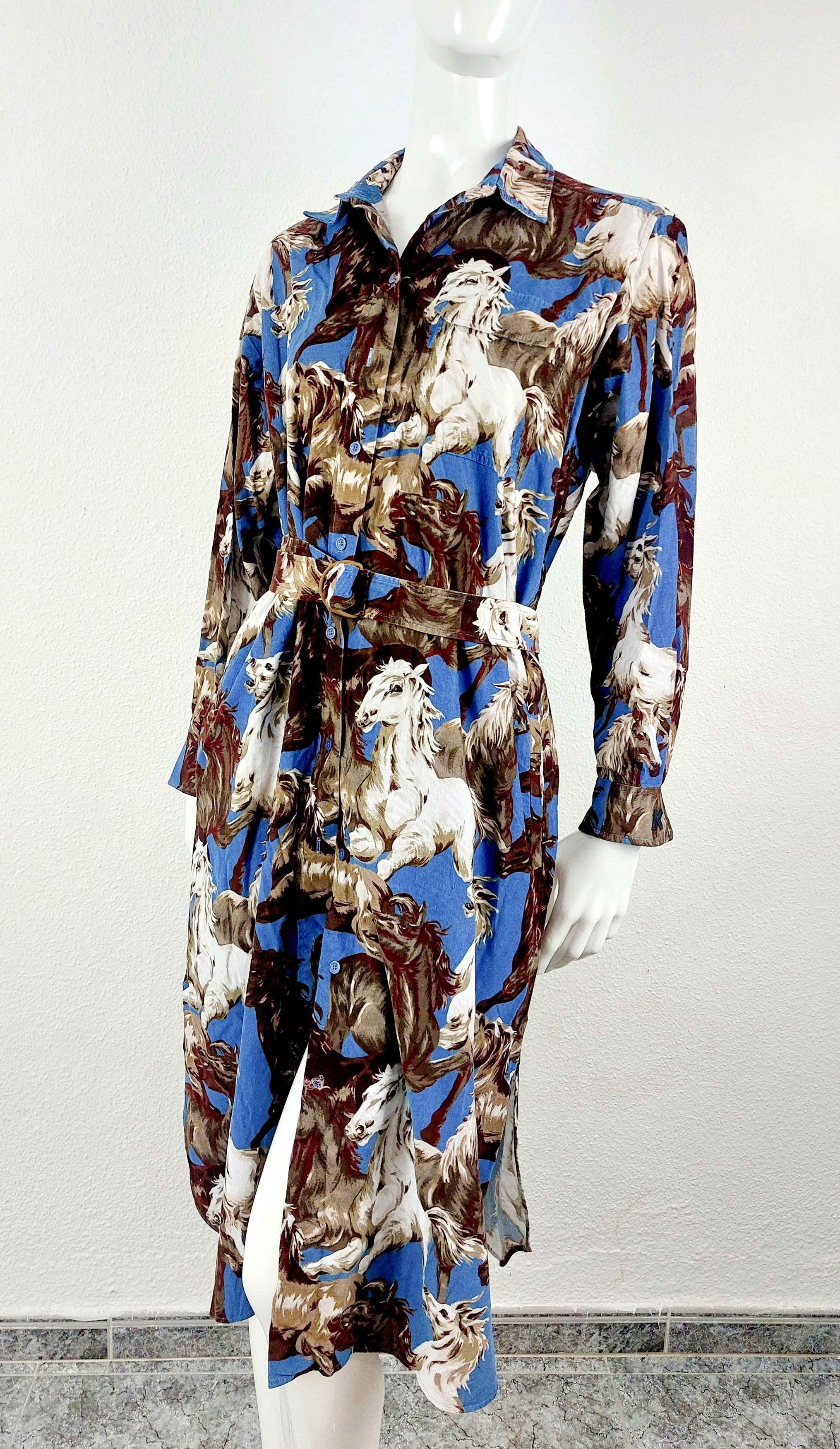 Kenzo KENZO Women's Chevaux Horse Cowboy Denim Tunc Dress Size M / US 6-8 / IT 42-44 - 12 Thumbnail