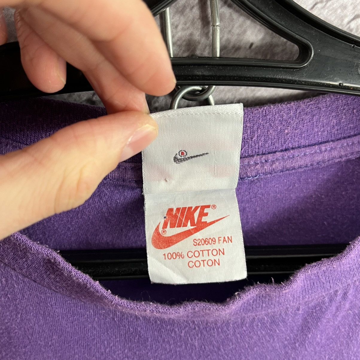 Nike × Vintage Vtg Nike 1990s Tee Spell Out Big Logo Y2K Purple Size M Size US M / EU 48-50 / 2 - 9 Thumbnail
