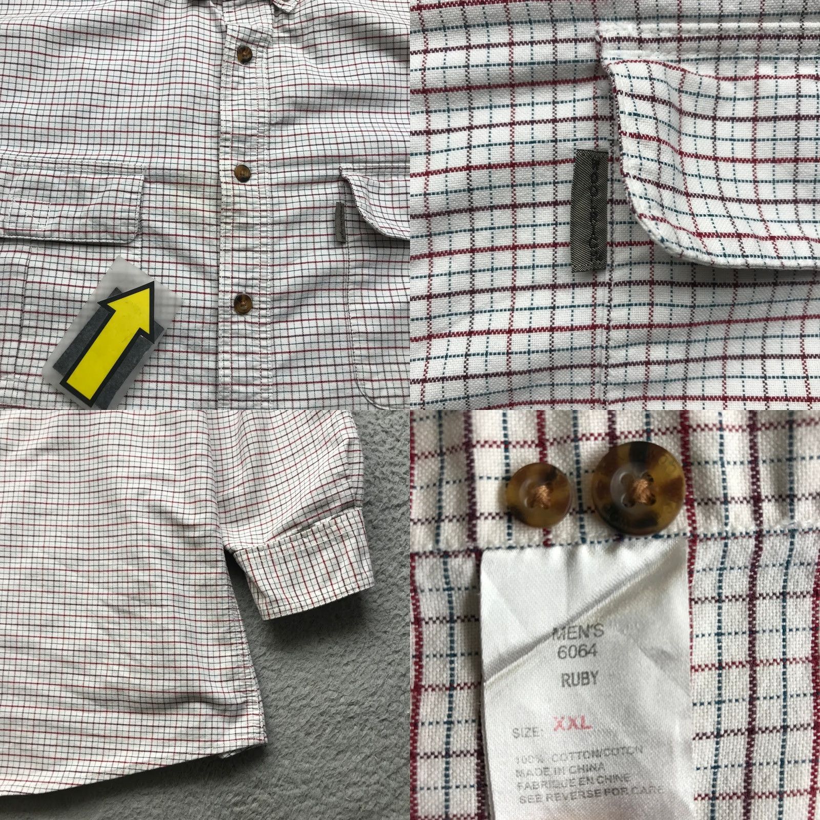 Vintage Woolrich Button Down Shirt Men's 2XL Long Sleeve Pocket Check White Red Maroon Size US XXL / EU 58 / 5 - 8 Thumbnail