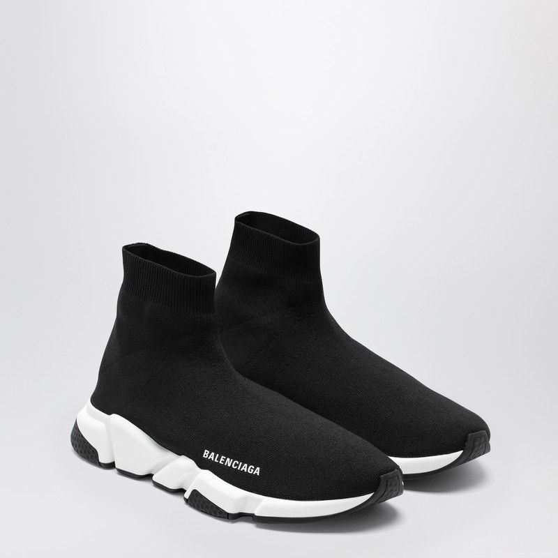 Balenciaga Black Mesh And White Speed Sneakers