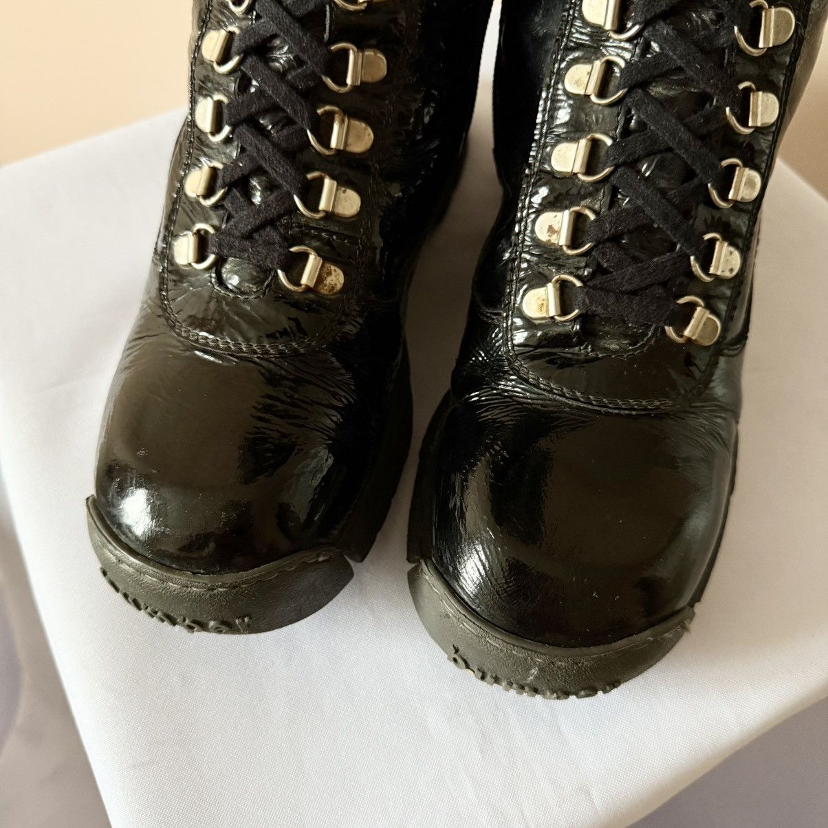Hysteric Glamour Vintage Y2K Bumper Boxing Racing Zip Lace Up Boots Size US 7 / IT 37 - 3 Thumbnail