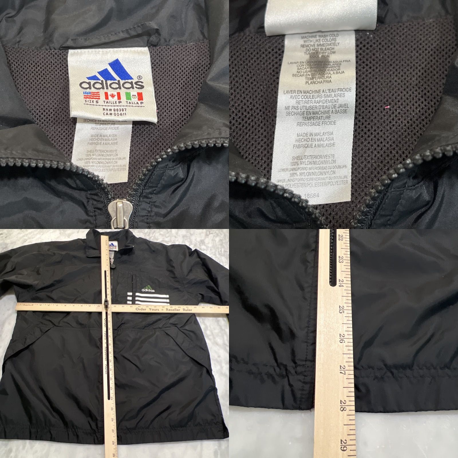 Adidas VINTAGE Adidas Windbreaker Jacket Men's Small Black 3 Stripes Lightweight Full Zip Sports Size US S / EU 44-46 / 1 - 8 Thumbnail