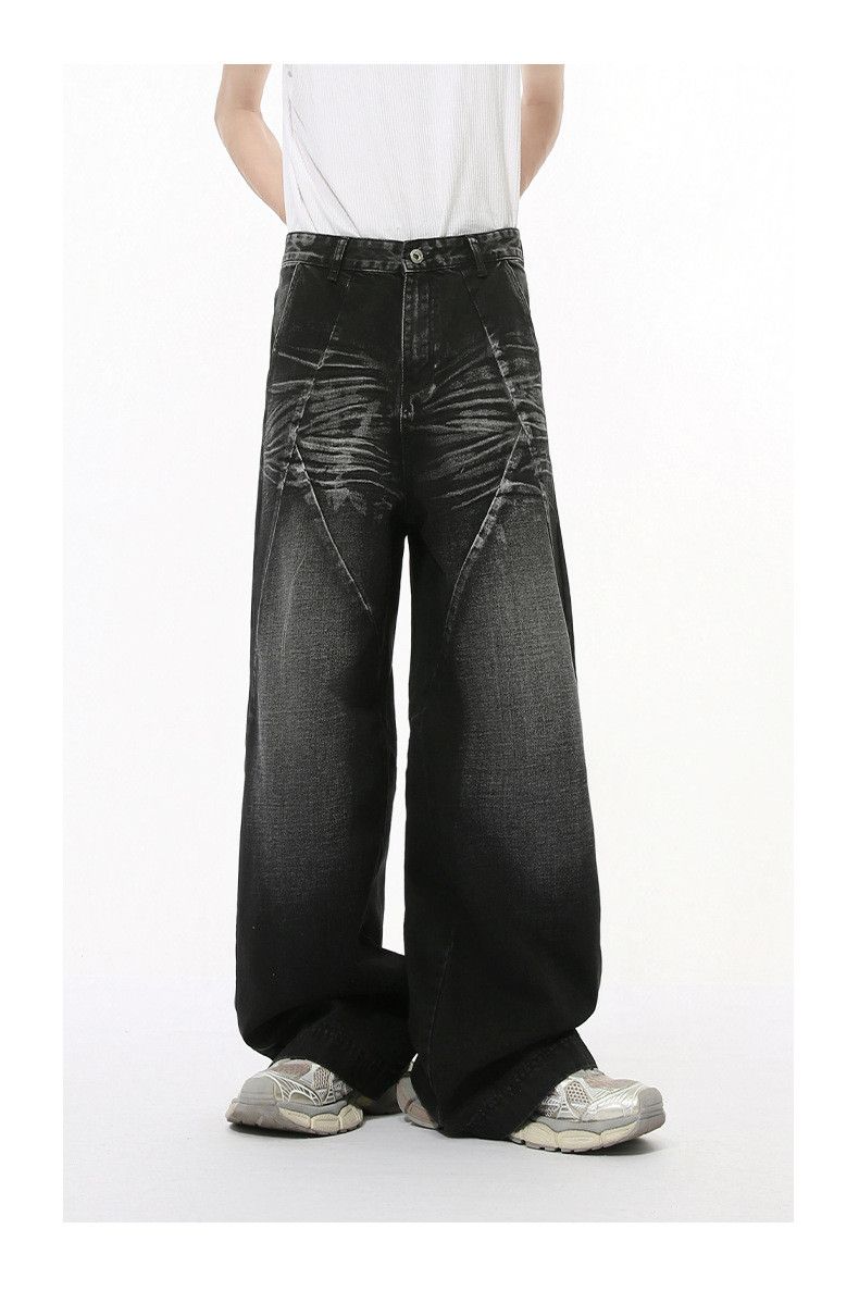 Japanese Brand × Jean American high street washed pattern patchwork straight jeans Size US 32 / EU 48 - 3 Thumbnail