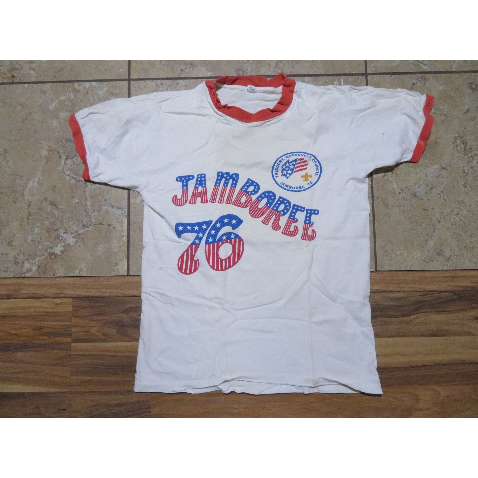 Other Jamboree Boy Scouts BSA Ringer T-Shirt, White Sz M 1970s Size US M / EU 48-50 / 2 - 1 Thumbnail