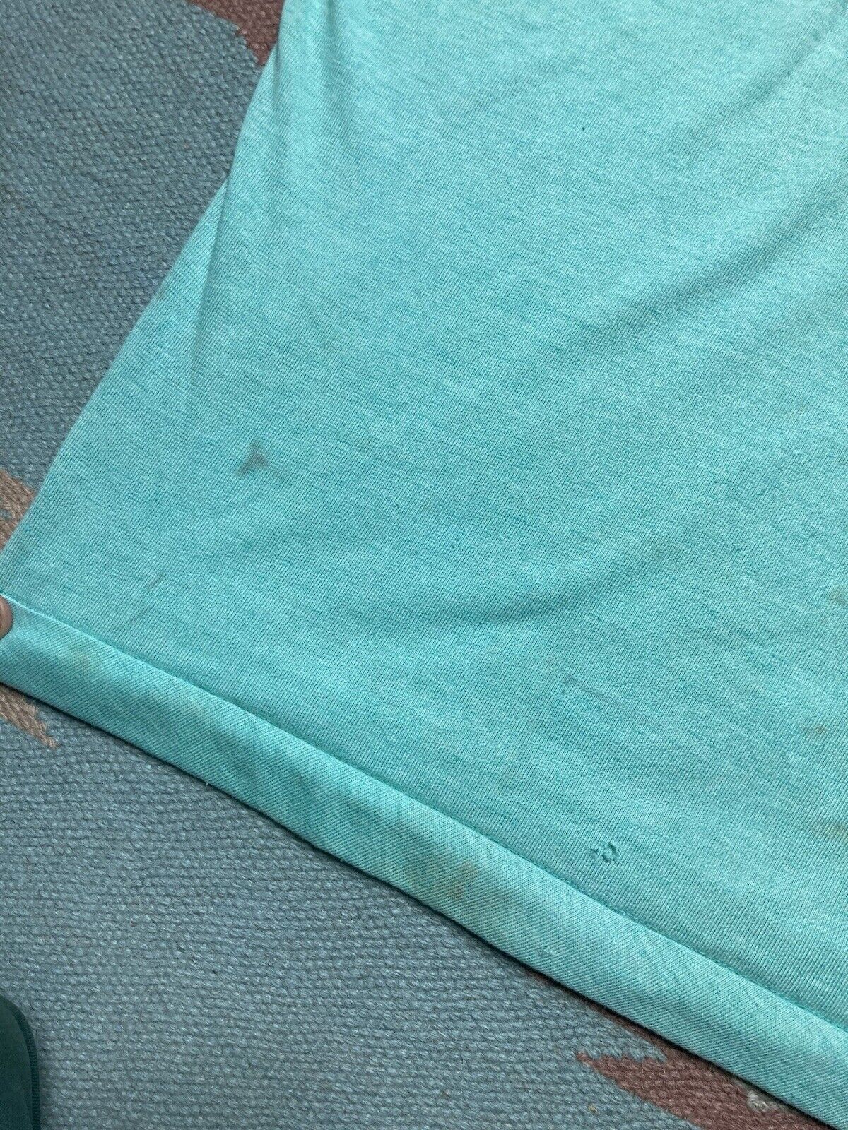 Vintage 70s t shirt soft thin distressed Tiffany blue boxy XL cotton Size US XL / EU 56 / 4 - 3 Thumbnail