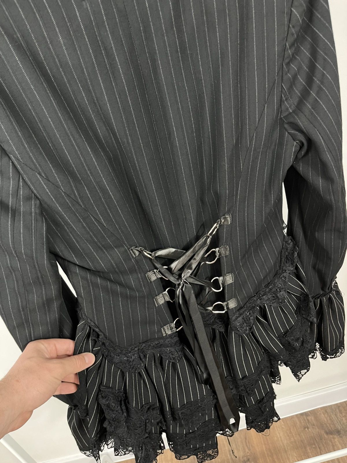 Other Lovechild Boudoir Blazer Jacket Lace Pinstripe Gothic Corset Size S / US 4 / IT 40 - 12 Thumbnail