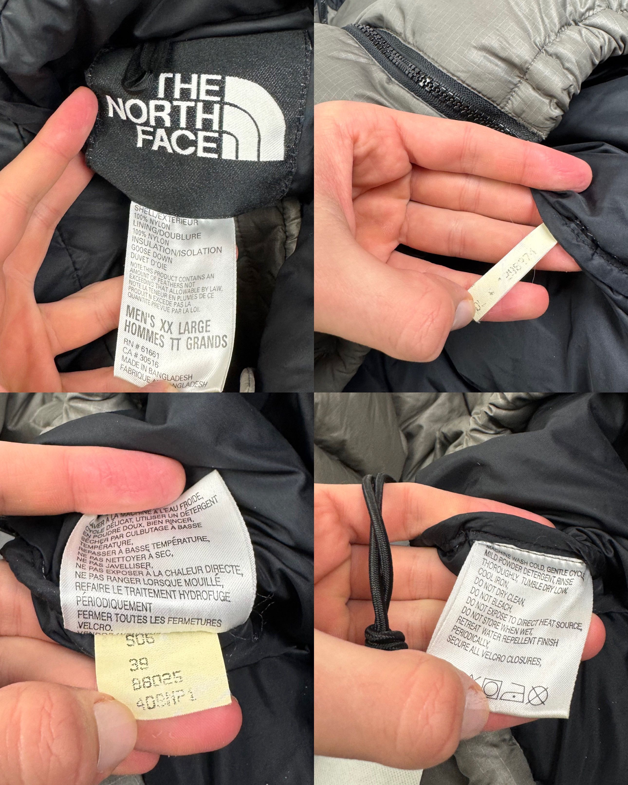 The North Face The North Face 700 Men Gray Black Full Zip Nuptse Jacket 2XL Size US XXL / EU 58 / 5 - 2 Thumbnail