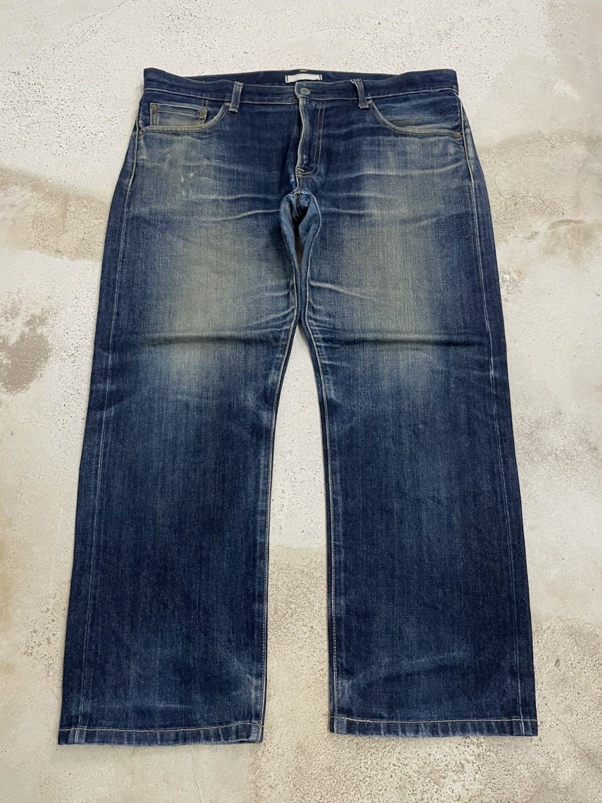 Japanese Brand Uniqlo Nigo Selvedge Mud Workaholic Denim SelfRepair Size US 37 - 3 Thumbnail