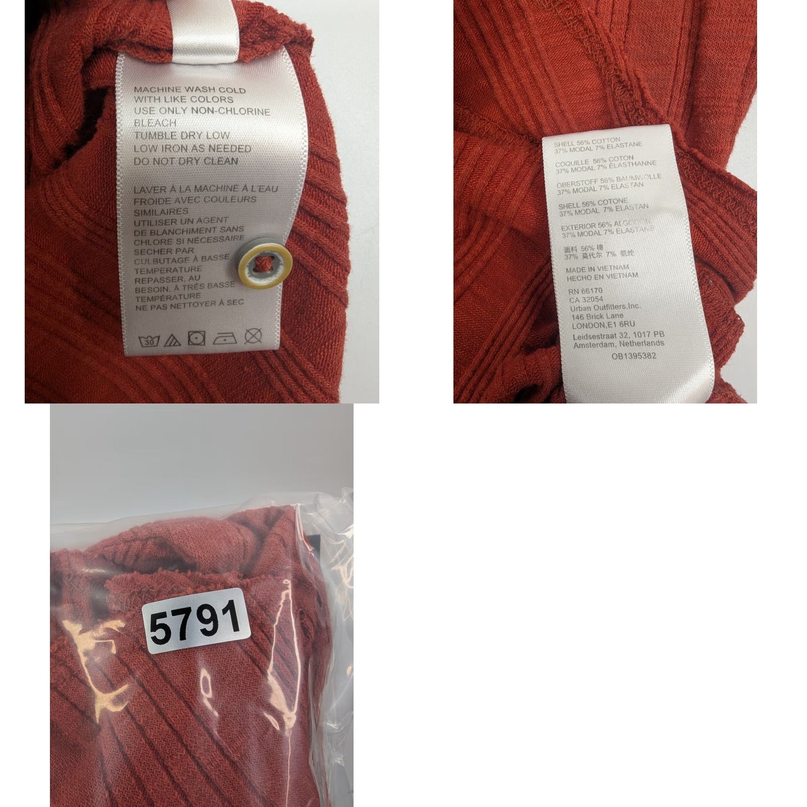 Vintage Pilcro Button Top Shirt Long Sleeve Puff Ribbed Henley Pullover Cropped Casual Orange M Womens Size M / US 6-8 / IT 42-44 - 8 Thumbnail