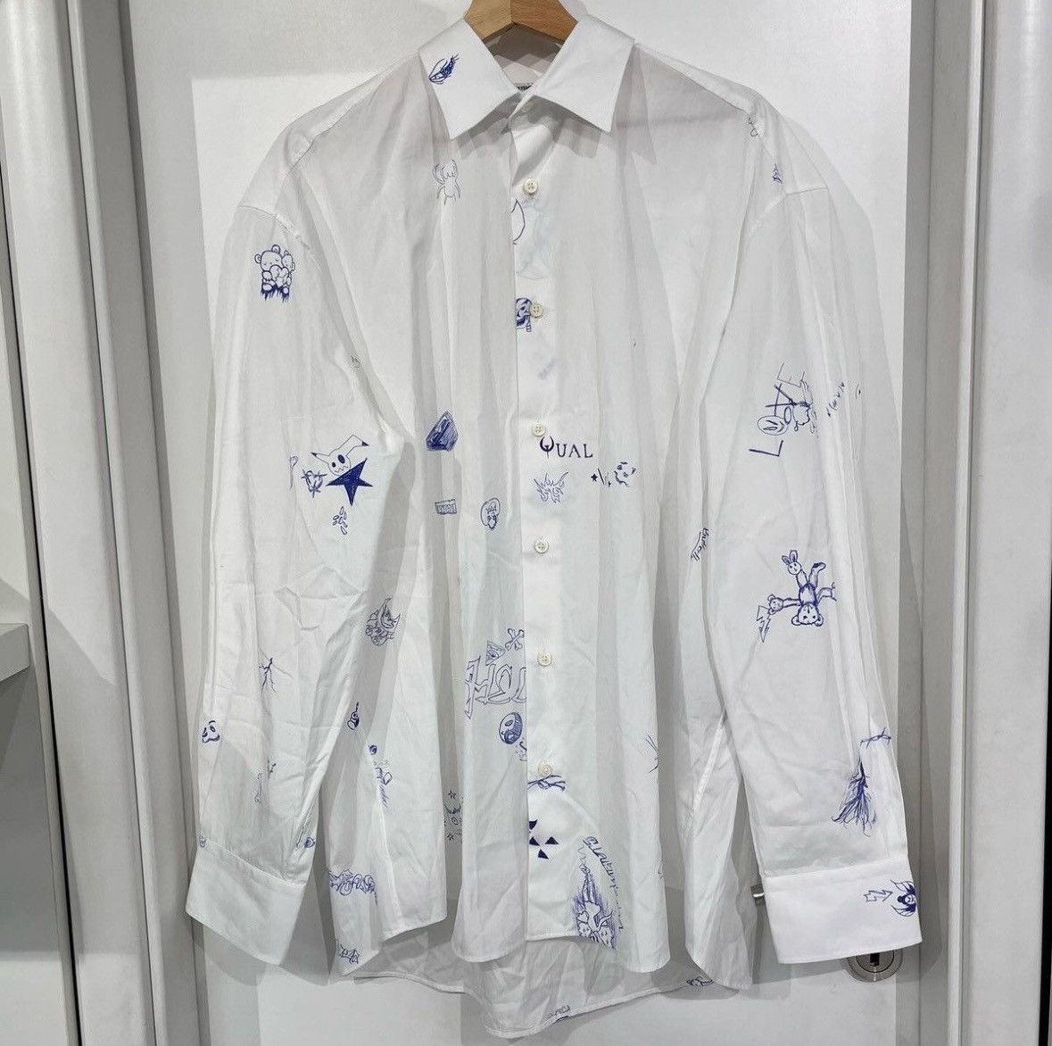 Vetements WHITE SCRIBBLED SHIRT Size US M / EU 48-50 / 2 - 1 Thumbnail