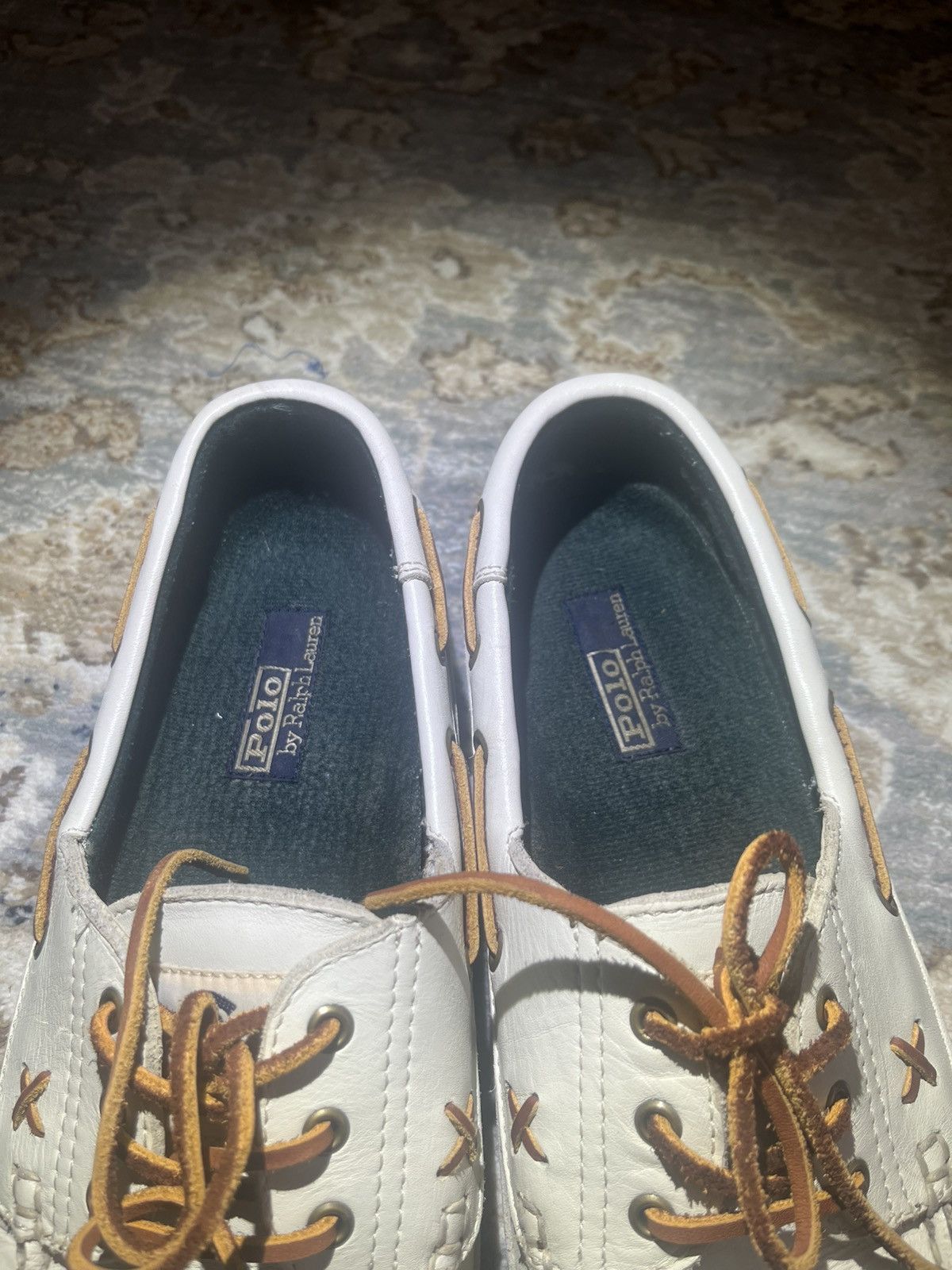 Polo Ralph Lauren POLO by RALPH LAUREN IVORY LEATHER BOAT SHOES 12 Size US 12 / EU 45 - 3 Thumbnail