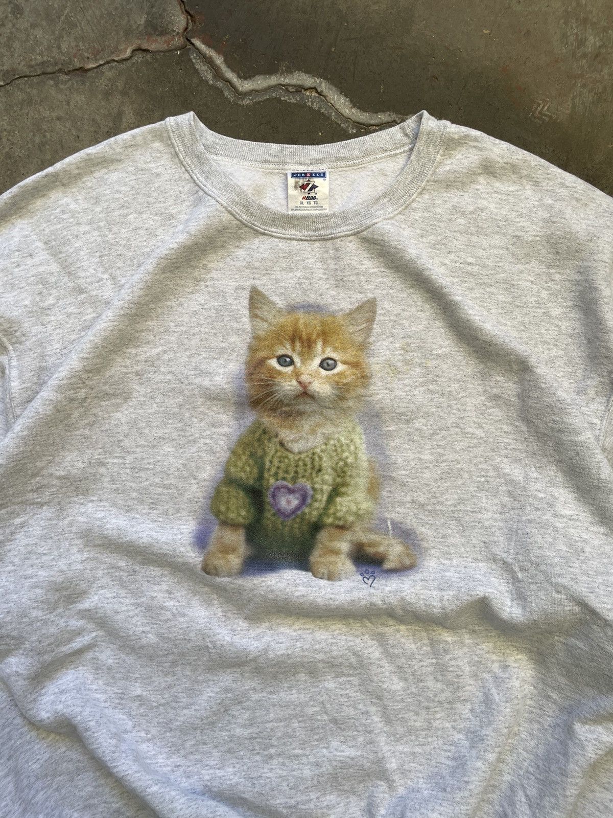 Vintage Vintage Jerzees Kitty on sweater Crewneck Size US XL / EU 56 / 4 - 2 Thumbnail
