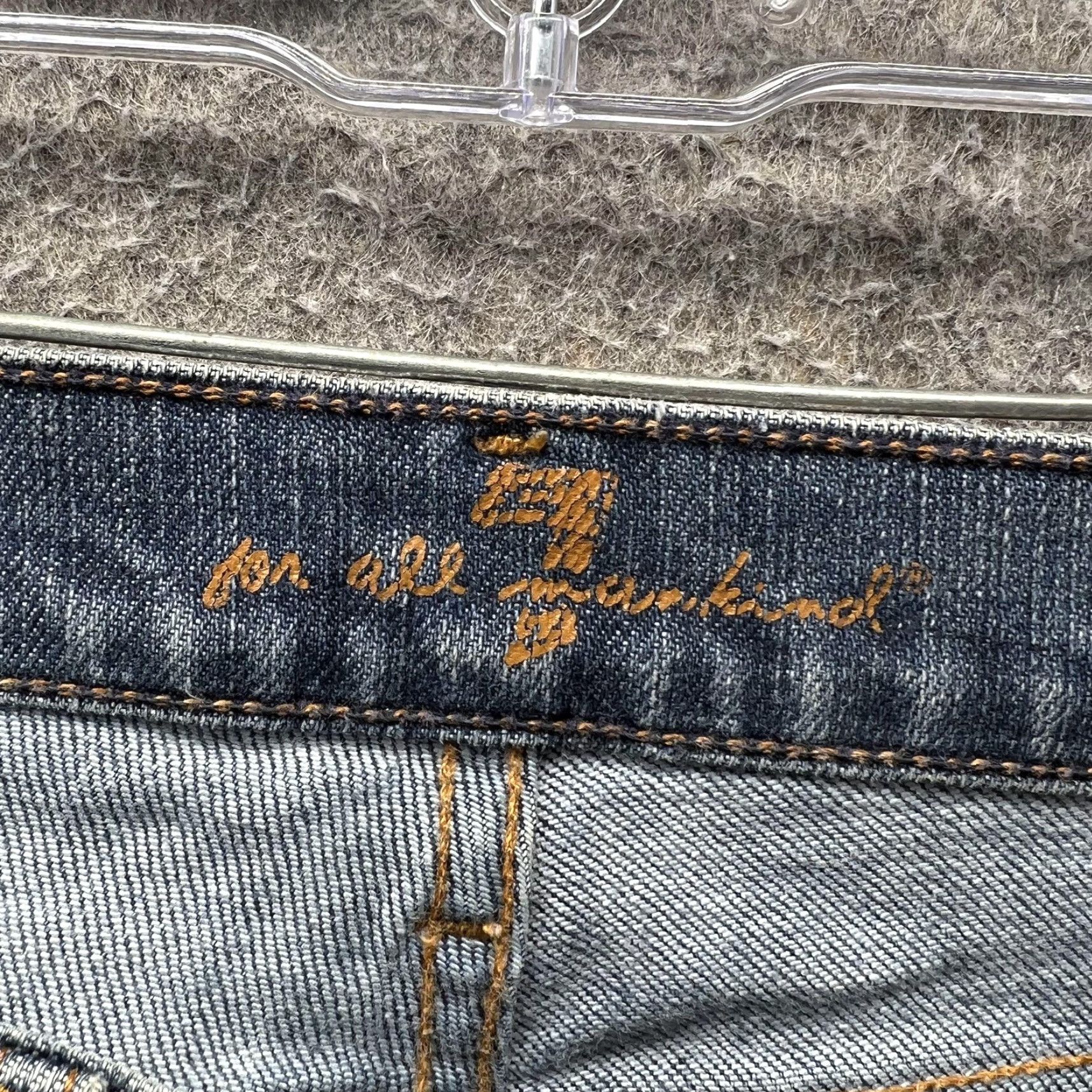 7 For All Mankind 7 For All Mankind Jeans Womens 30 Blue Bootcut Denim Medium Wash USA Regular Stretch Distressed Pockets Logo Embroidered Zip Fly Button Closure Size 30" / US 8 / IT 44 - 6 Thumbnail