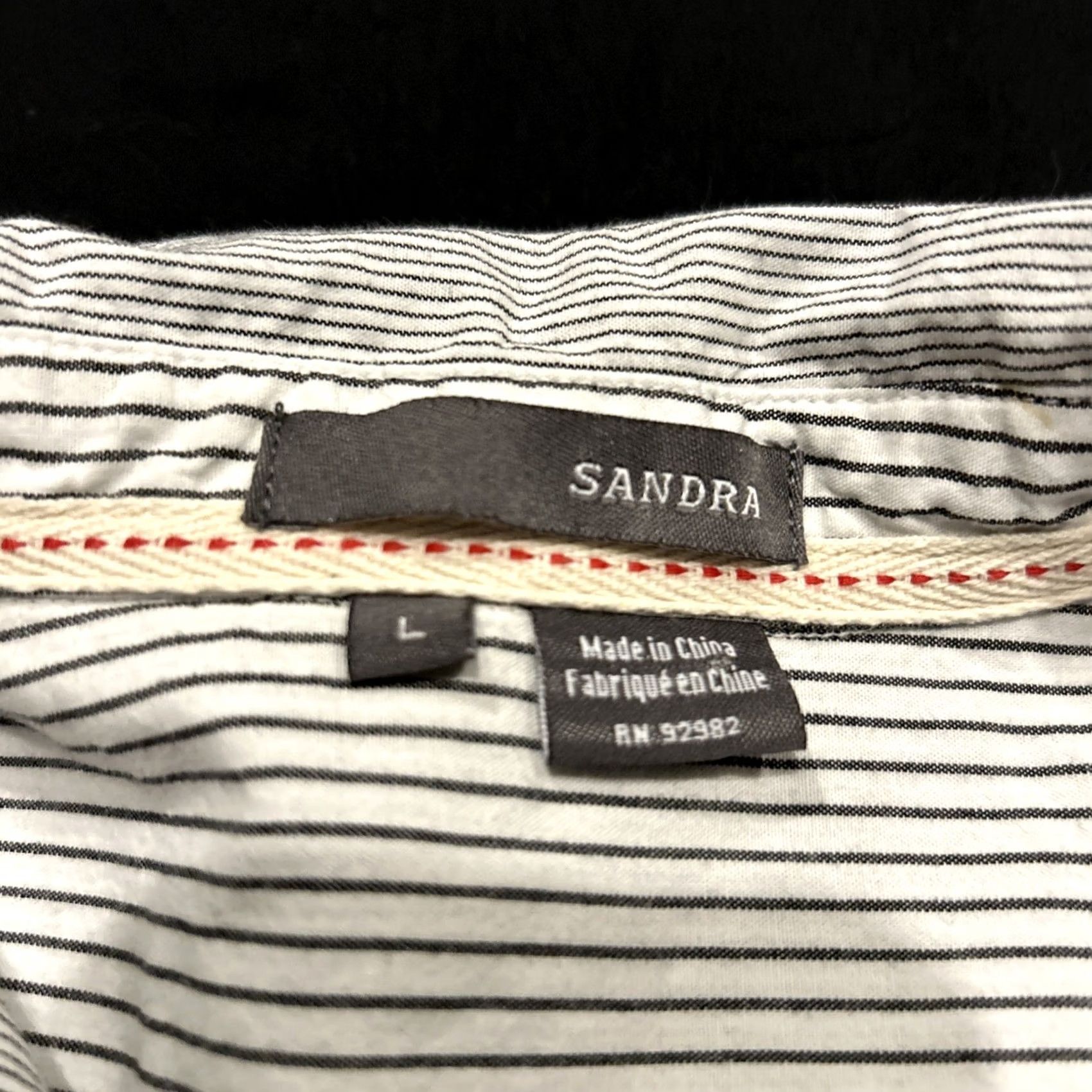 Vintage Sandra Ingrish Shirt Womens L Striped Button Up Tab Sleeve Cotton A24 Shirt Size L / US 10 / IT 46 - 2 Thumbnail