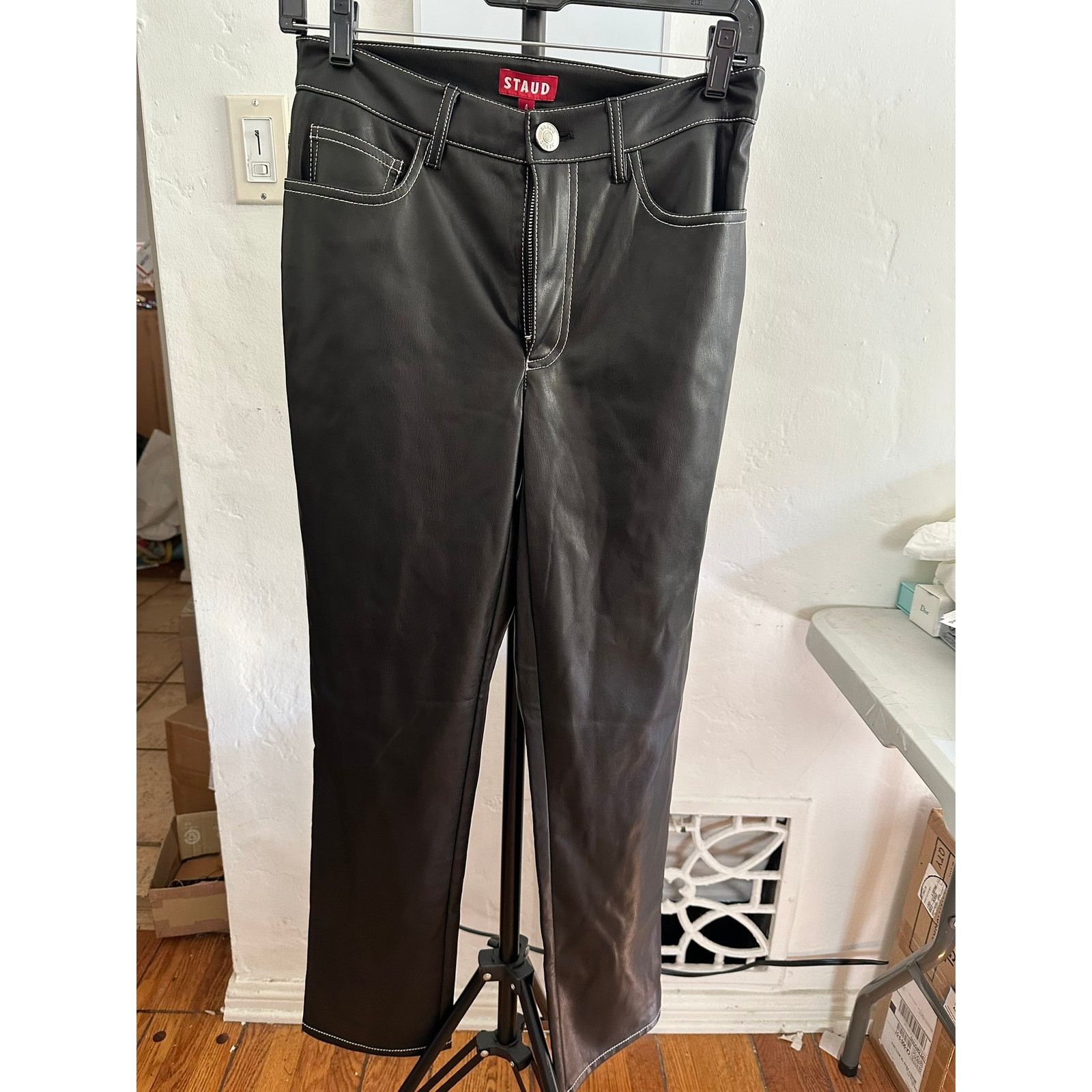 Staud STAUD Elliot Faux Leather Pants Black 4 Size 27" / US 4 / IT 40 - 1 Thumbnail