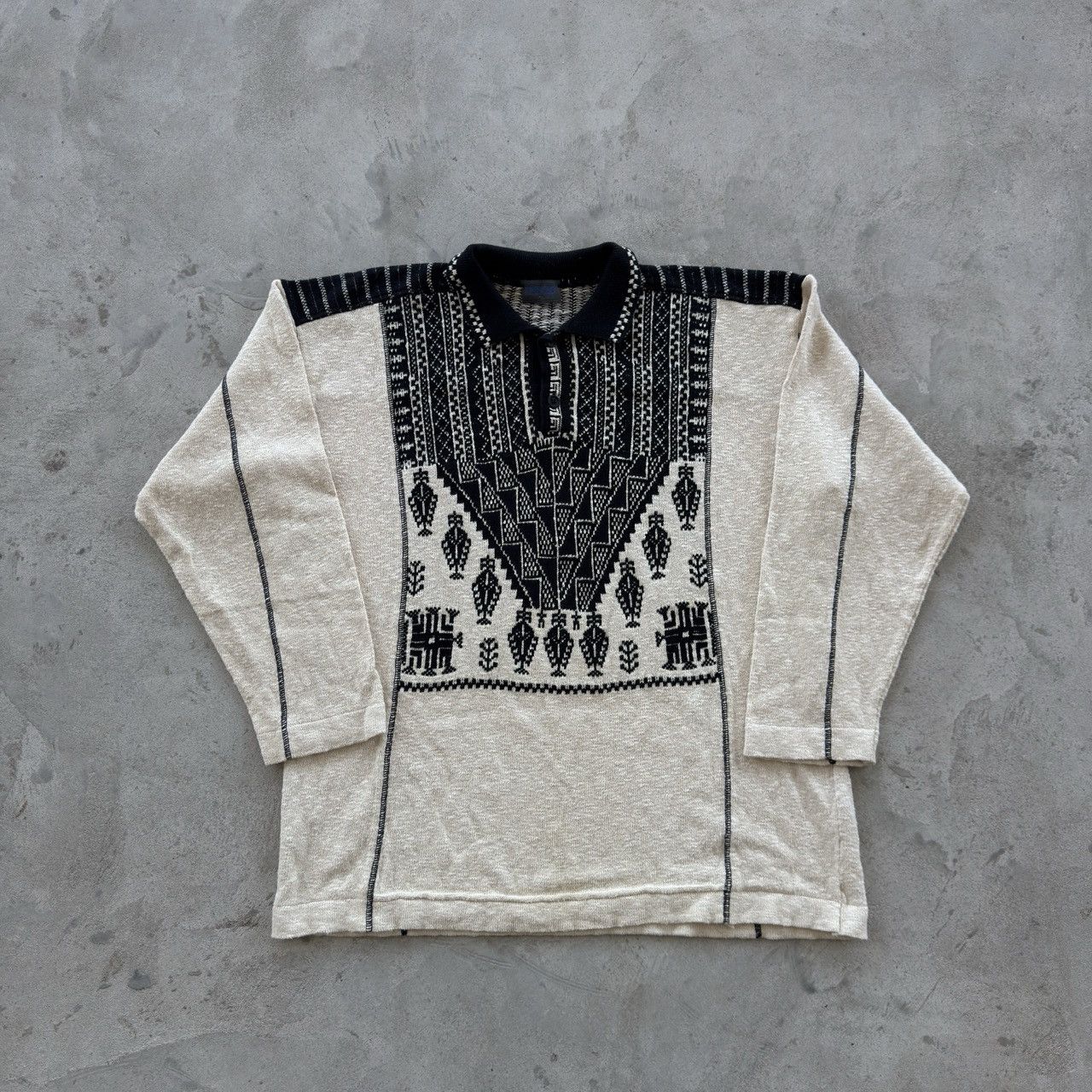 Kenzo Vintage Kenzo Homme Aztec Pattern Knit Polo Sweater Size US XXL / EU 58 / 5 - 1 Thumbnail
