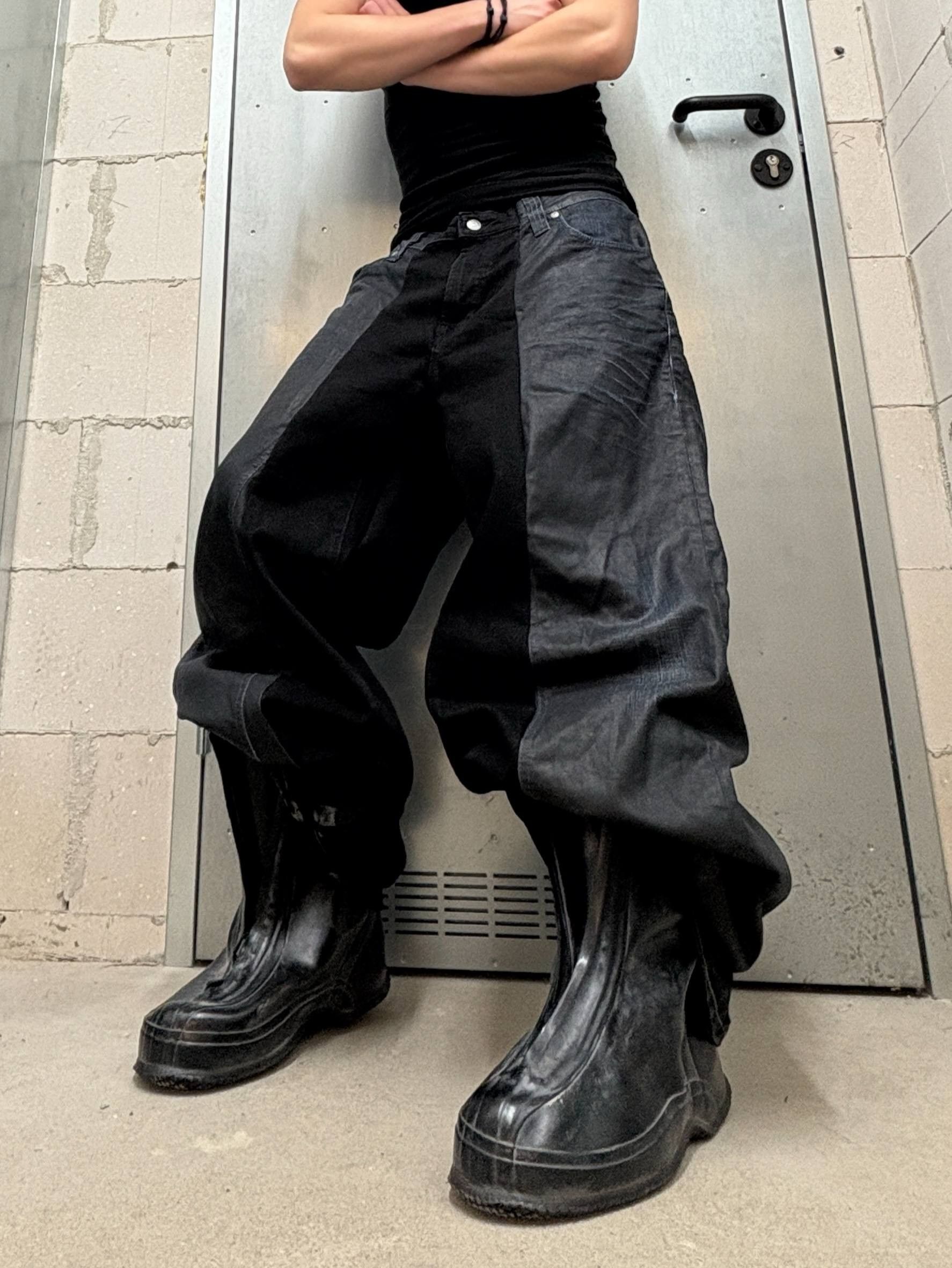 Japanese Brand Custom Black Baggy Jeans Wide Leg Size US 31 - 1 Thumbnail