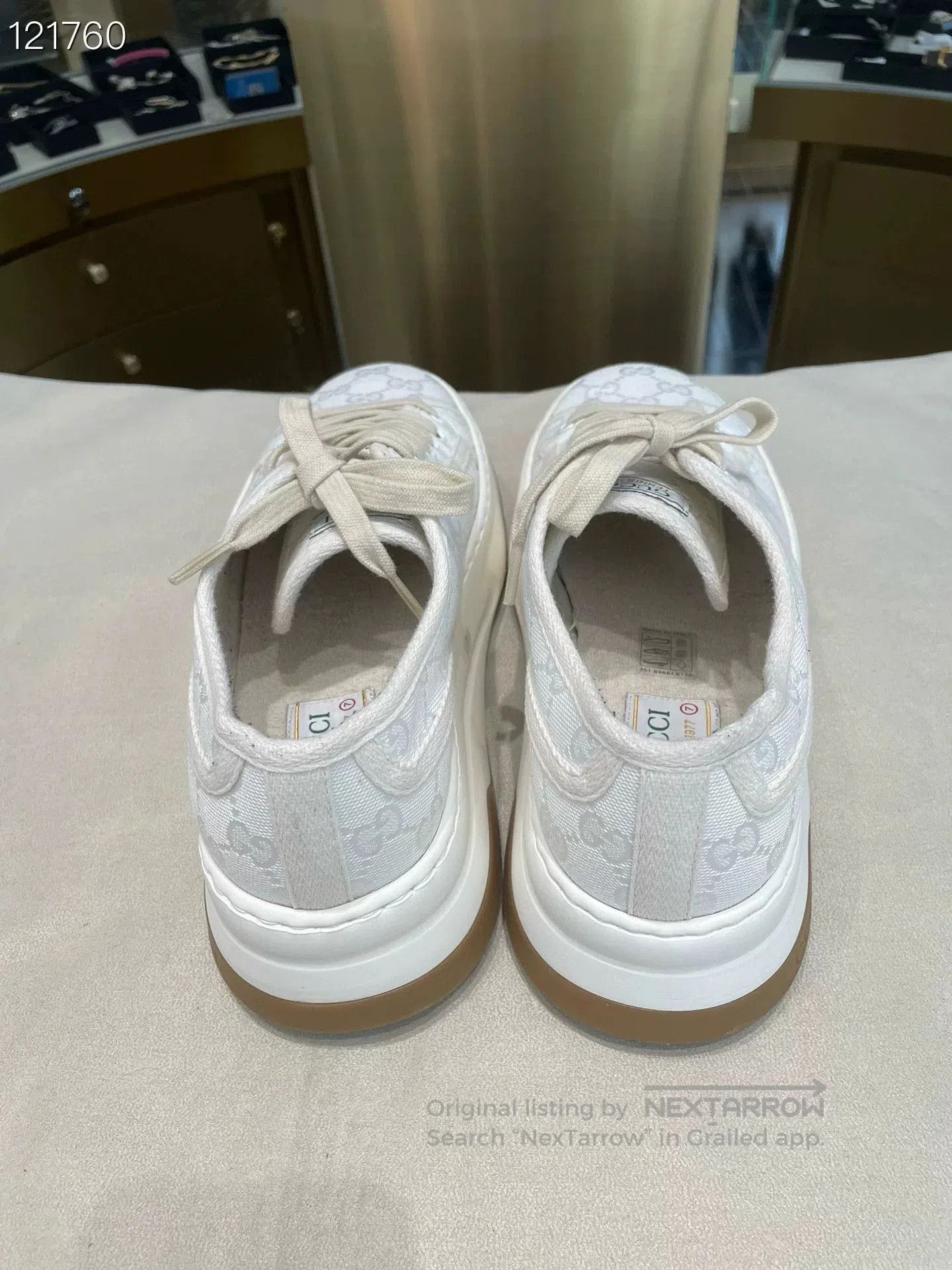 Gucci Gucci Men's White Canvas Double G Platform Shoes. Size US 8 / EU 41 - 3 Thumbnail