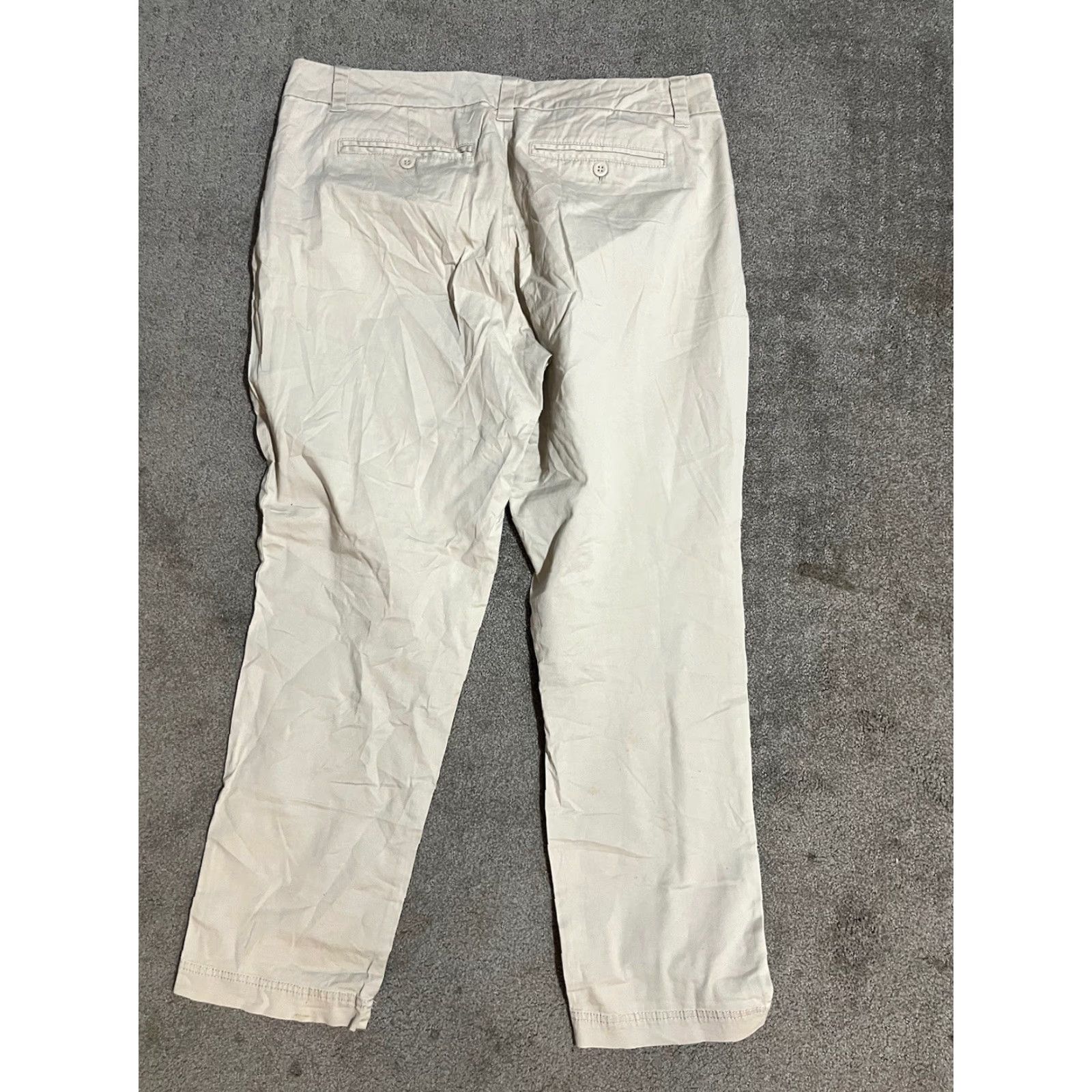 Avenue New York & Company Stretch Pants Women Size 14 Beige Pants Ankle Dress Pants Tapered Flat Front Pockets 28 in Inseam Regular Value: Avenue Womens Size 36" / US 14 / IT 50 - 3 Thumbnail