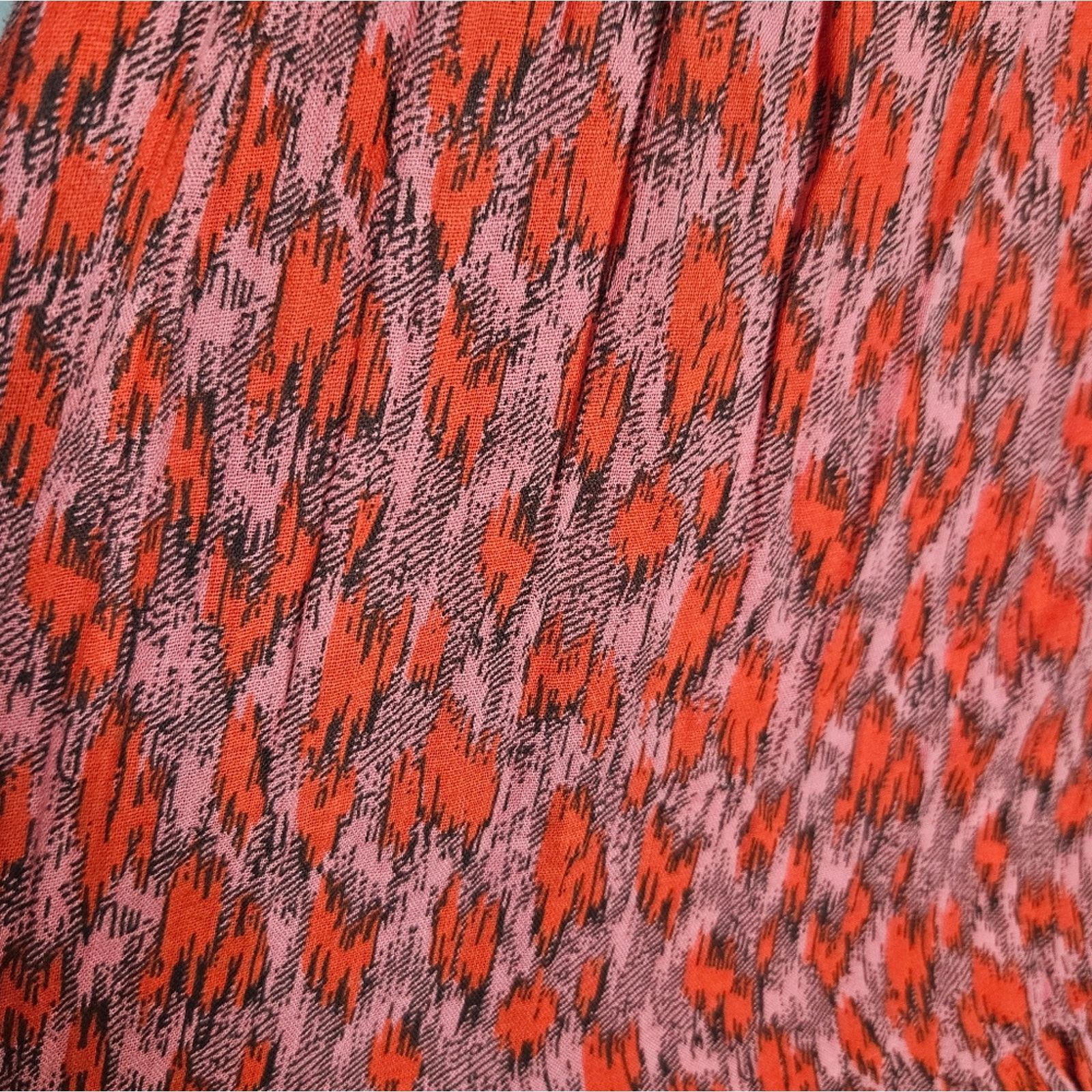 Joie Joie Tiered Maxi Cotton Orange & Pink Leopard Tea Rose Dress Size L / US 10 / IT 46 - 3 Thumbnail