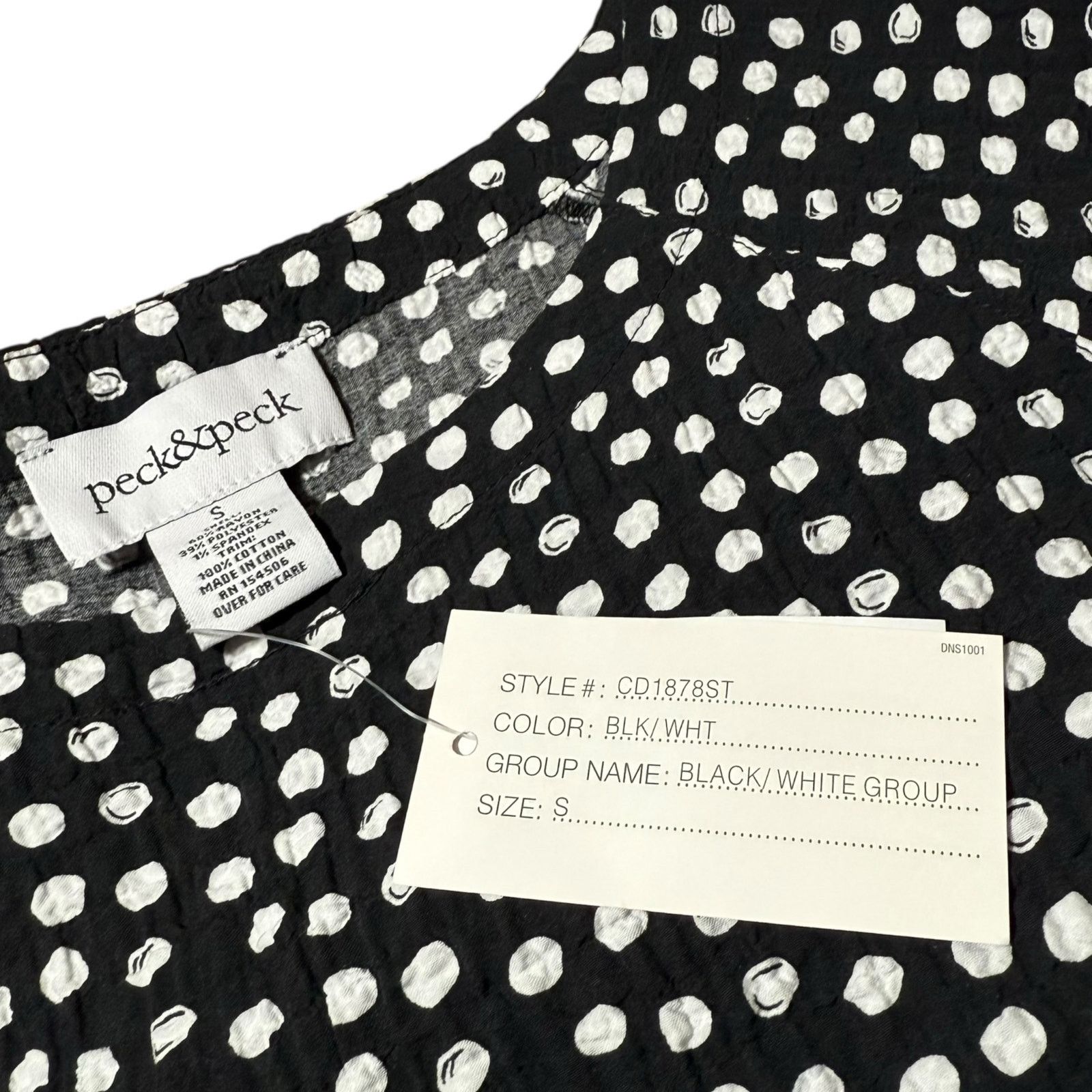 Other NEW Peck & Peck Blouse Top Crinkle Texture Black White Small Size S / US 4 / IT 40 - 5 Thumbnail