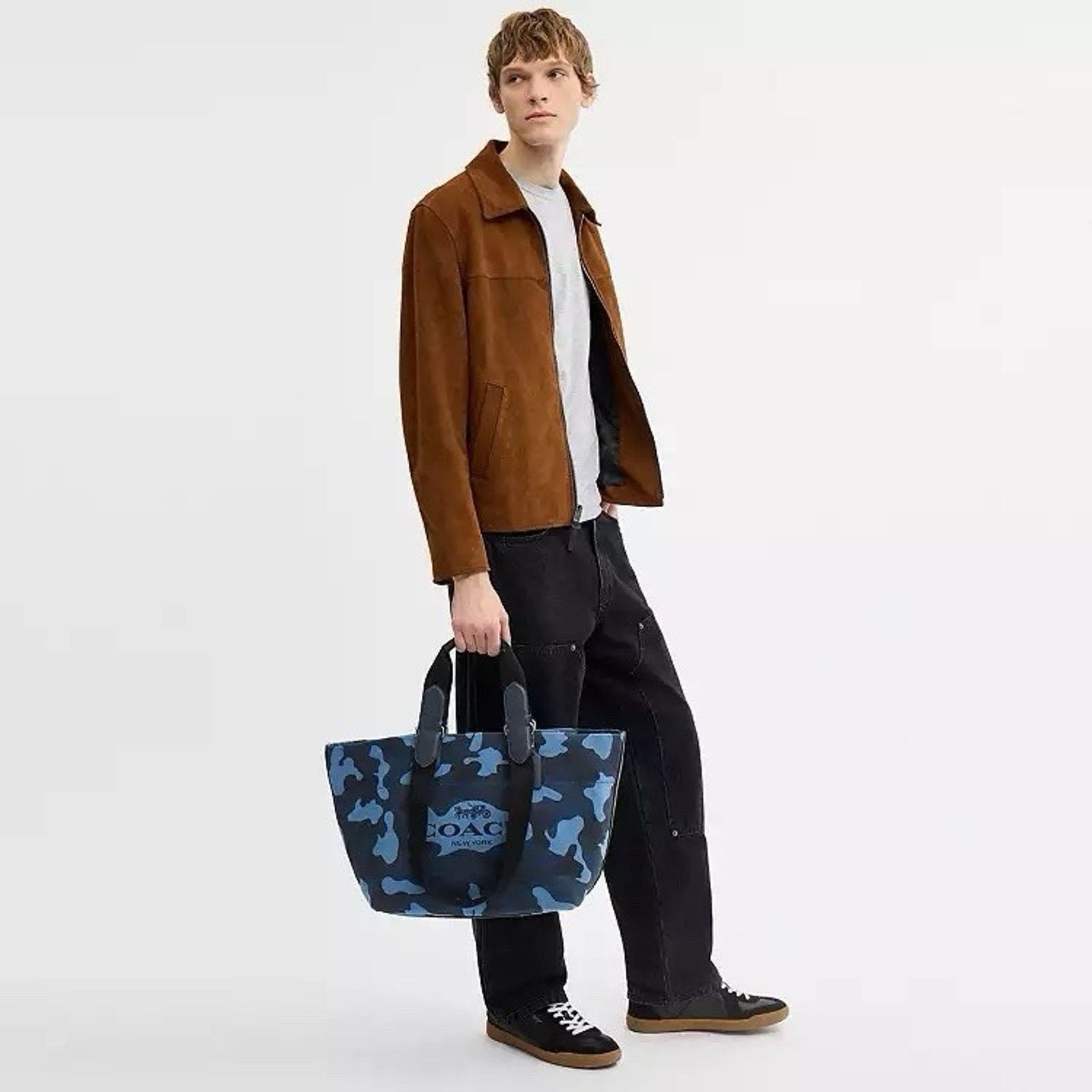 Coach NWT Coach MEN Small Tour Tote Bag Camo CDQ74 Silver/Blue Size ONE SIZE - 10 Thumbnail
