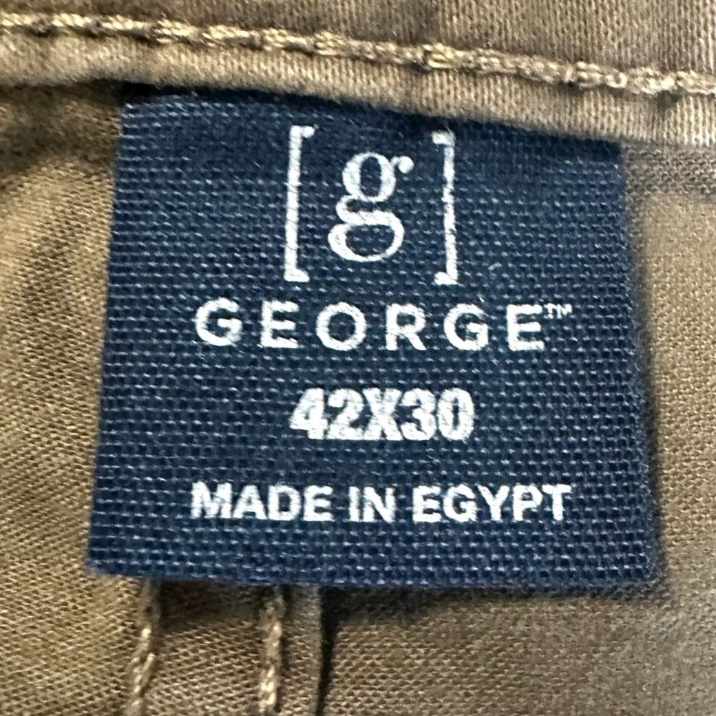 George George Chino Pants Mens 42X30 Brown Khakis Performance Stretch Straight Fit NEW Size US 42 / EU 58 - 4 Thumbnail
