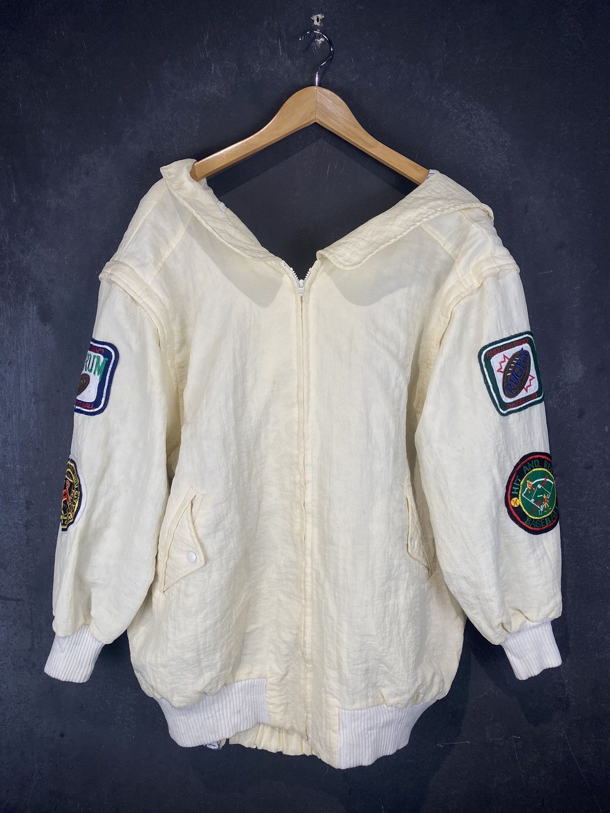 Vintage Rare Reconstruct With Zipper Wide Collar Jacket Size ONE SIZE - 2 Thumbnail