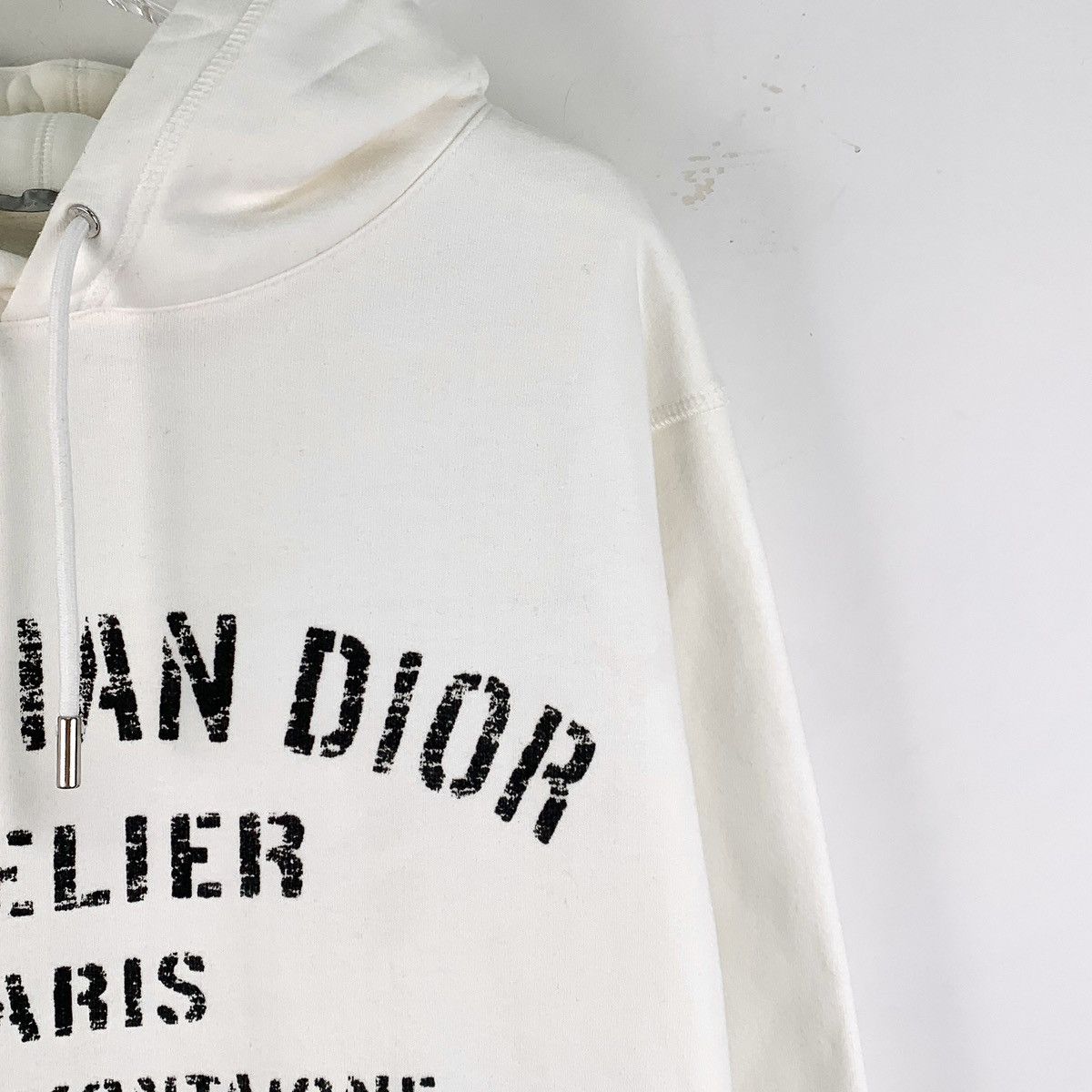 Dior Dior White Logo Printed Hooded Drawstring Sweatshirt K26WX Size US XL / EU 56 / 4 - 3 Thumbnail
