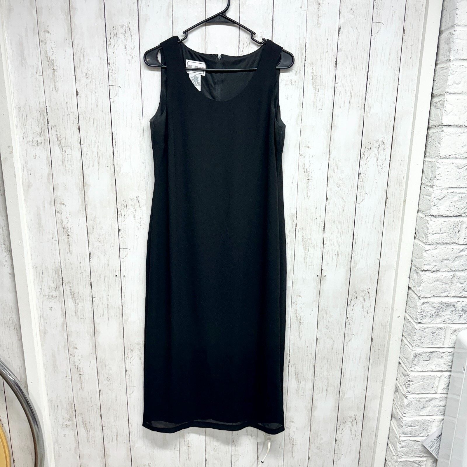 Vintage VTG Karen Stevens Dress MD Sleeveless Mini Black Swoop Neck Size M / US 6-8 / IT 42-44 - 2 Thumbnail