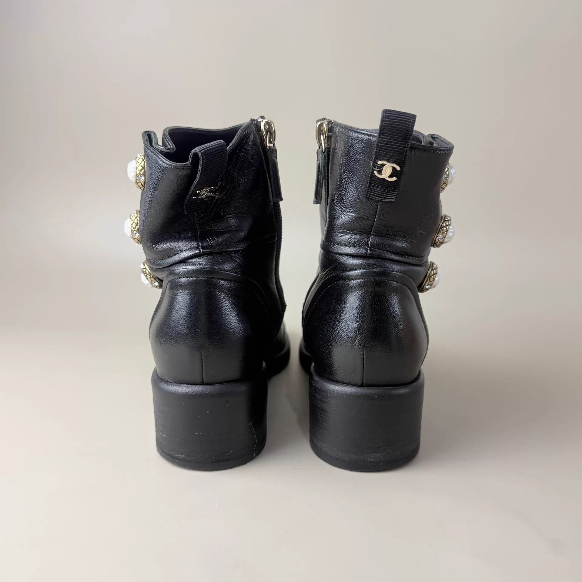 Chanel CHANEL Black Quilted Crystal Short Boots 35.5 95 New Size US 5 / IT 35 - 3 Thumbnail