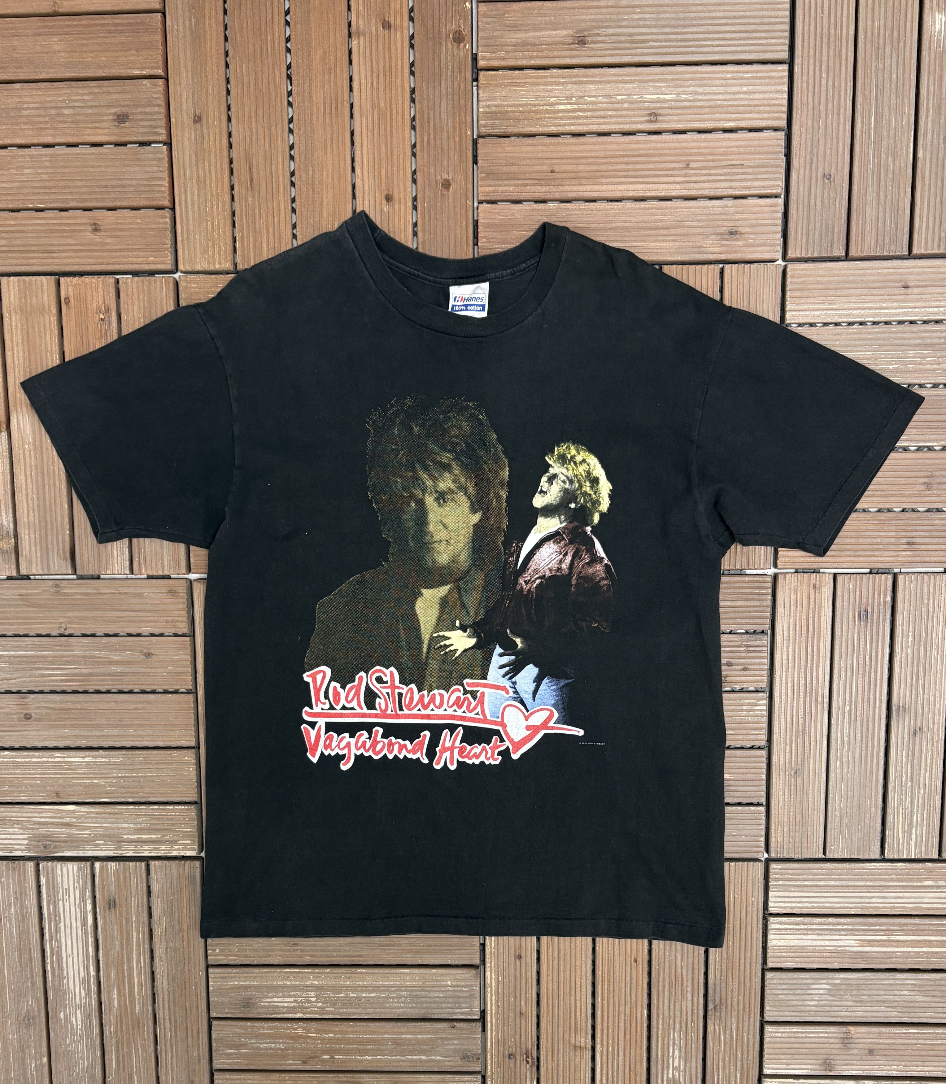 Vintage Rod Stewart Vagabond Heart Tour Vintage Black T-Shirt Tee Size US XL / EU 56 / 4 - 1 Thumbnail