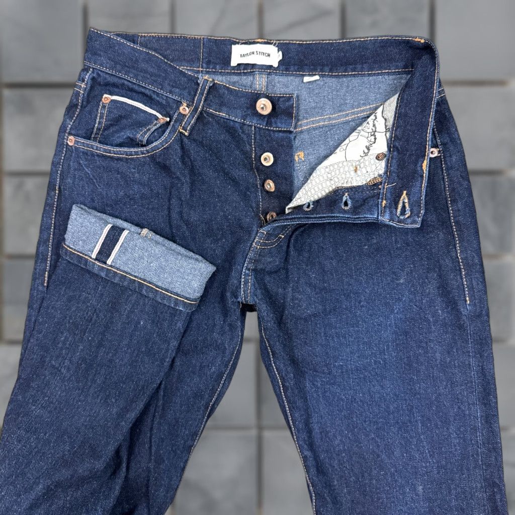 Taylor Stitch Taylor Stitch Jeans Mens 29x34 Blue Selvedge Denim Pants Button Fly Slim Dark Size US 29 - 1 Thumbnail