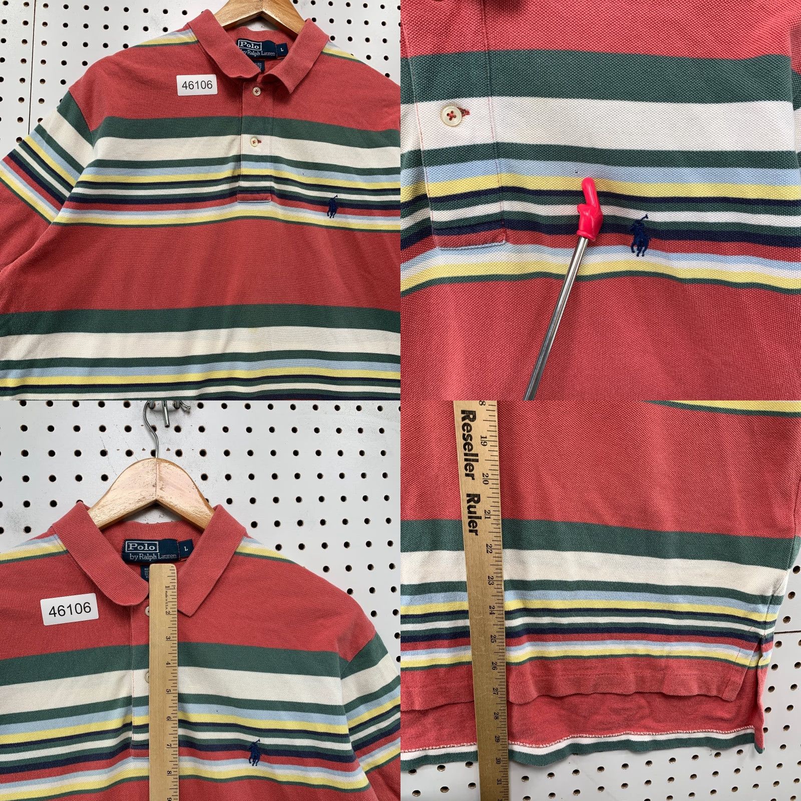 Polo Ralph Lauren VINTAGE Polo Ralph Lauren Shirt Men Large Red Green Striped 90s Mall Dad Preppy Size US L / EU 52-54 / 3 - 8 Thumbnail
