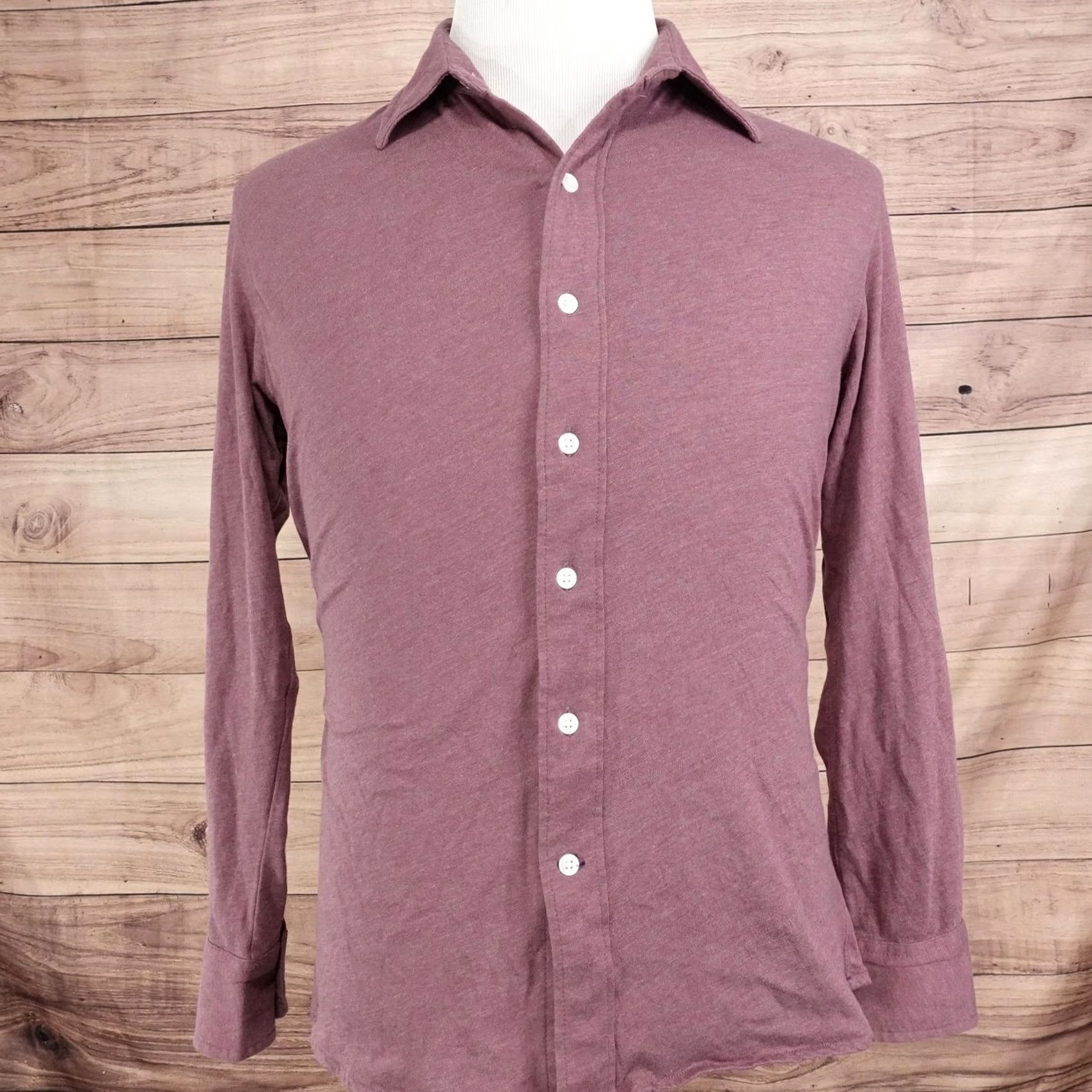 Bonobos BONOBOS Shirt Mens M Solid Long Sleeve Button-Up Slim Fit Jersey Cotton Men Size US M / EU 48-50 / 2 - 3 Thumbnail