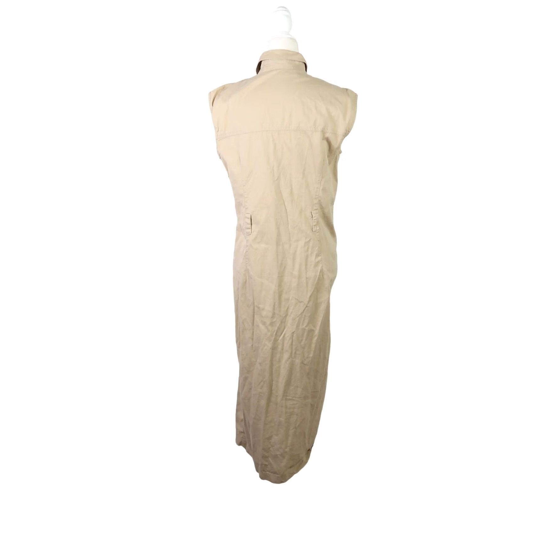 Vintage VINTAGE Rafaella Shirt Dress 90s Button Front Sleeveless Midi 8 Tan Women Menop Casual Workwear Size M / US 6-8 / IT 42-44 - 4 Thumbnail