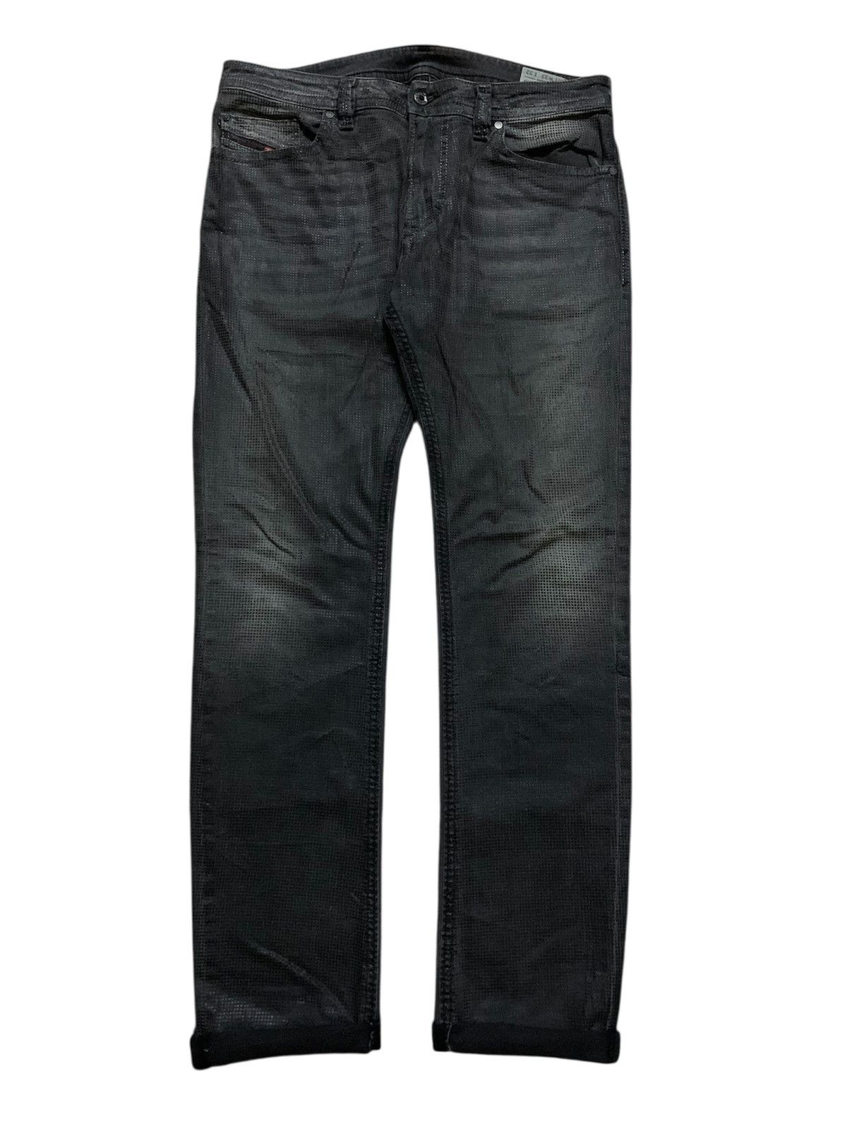 Diesel 💥Waxed Diesel Thavar Stretch Slim Black Denim Size US 34 / EU 50 - 4 Thumbnail