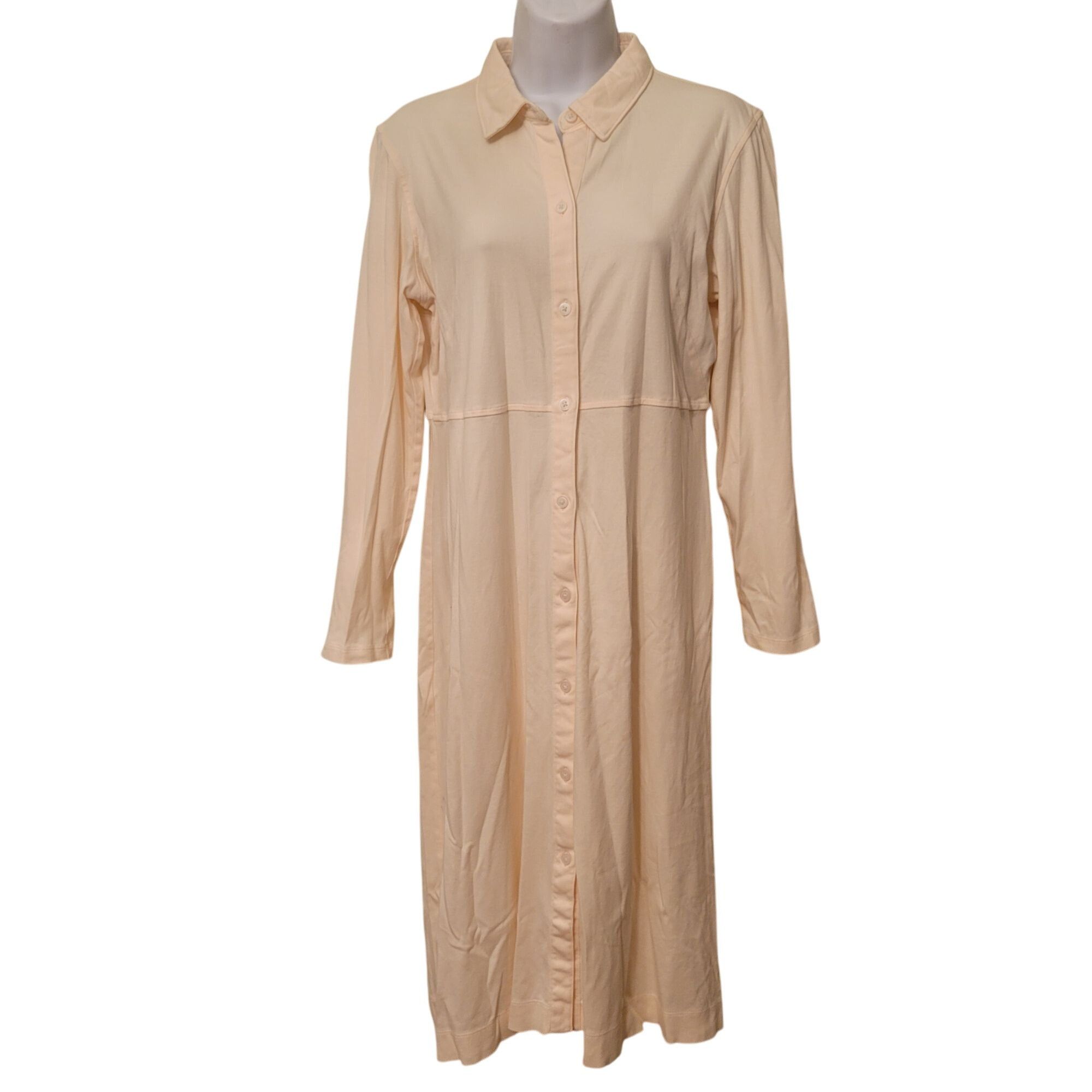 Everlane Everlane M Long Sleeve Button Down Shirt Dress Cotton Cream Size M / US 6-8 / IT 42-44 - 1 Thumbnail