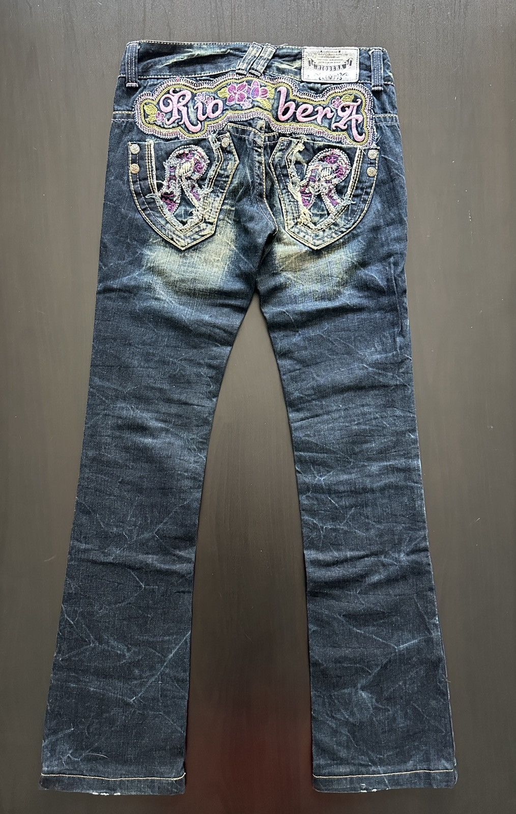 If Six Was Nine Riobera Y2K Flared Denim Jeans Japanese Archive Gyaru Grunge Size 25" / US 0 / IT 36 - 5 Thumbnail