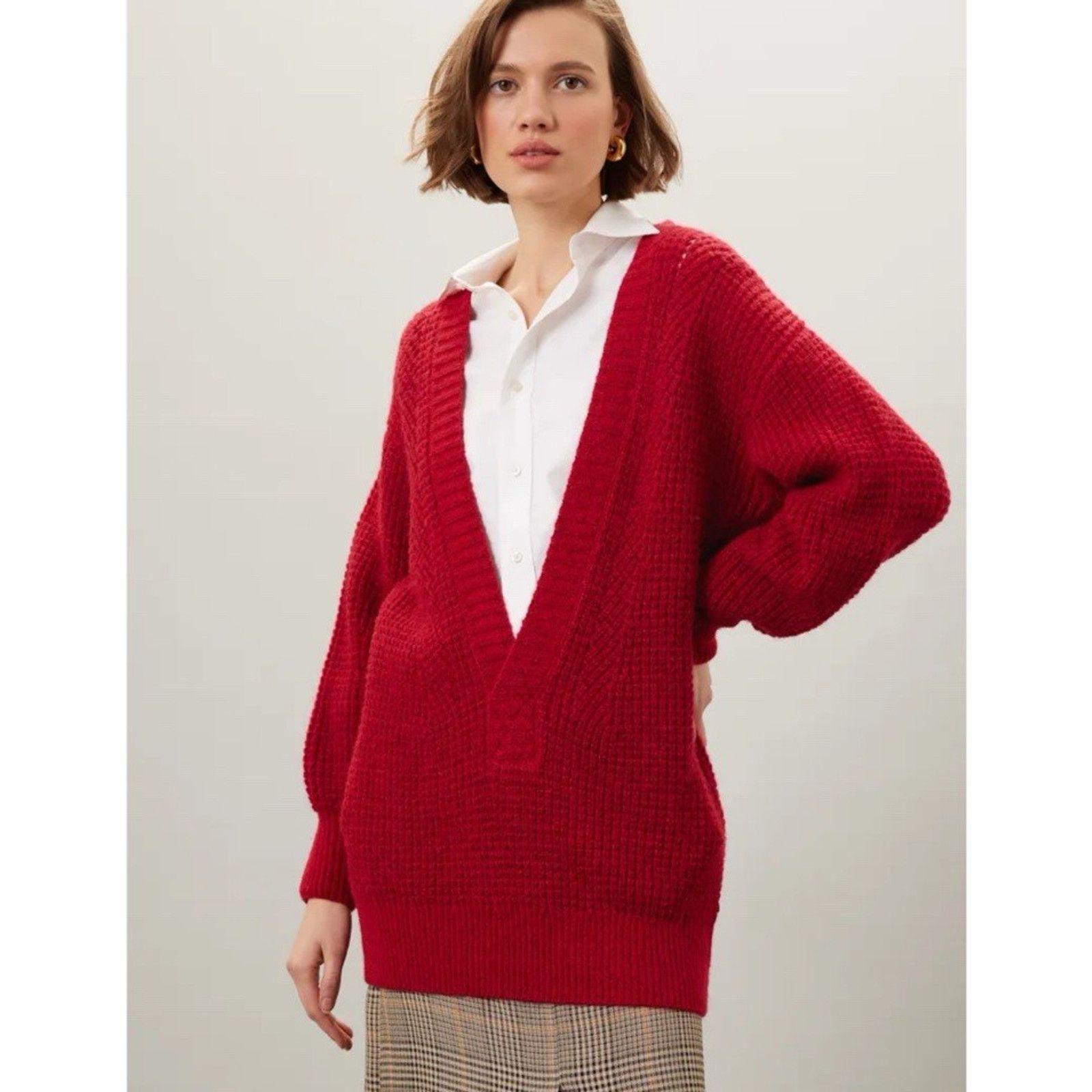 Scotch & Soda Scotch & Soda V-Neck Cozy Oversized Luxe Wool Mohair Blend Size L / US 10 / IT 46 - 1 Thumbnail