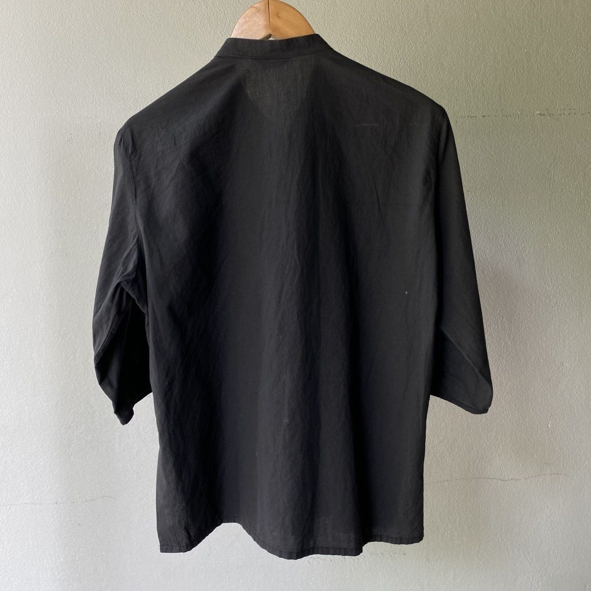 Japanese Brand POWDER Black Mandarin Collar Shirt Size L / US 10 / IT 46 - 2 Thumbnail