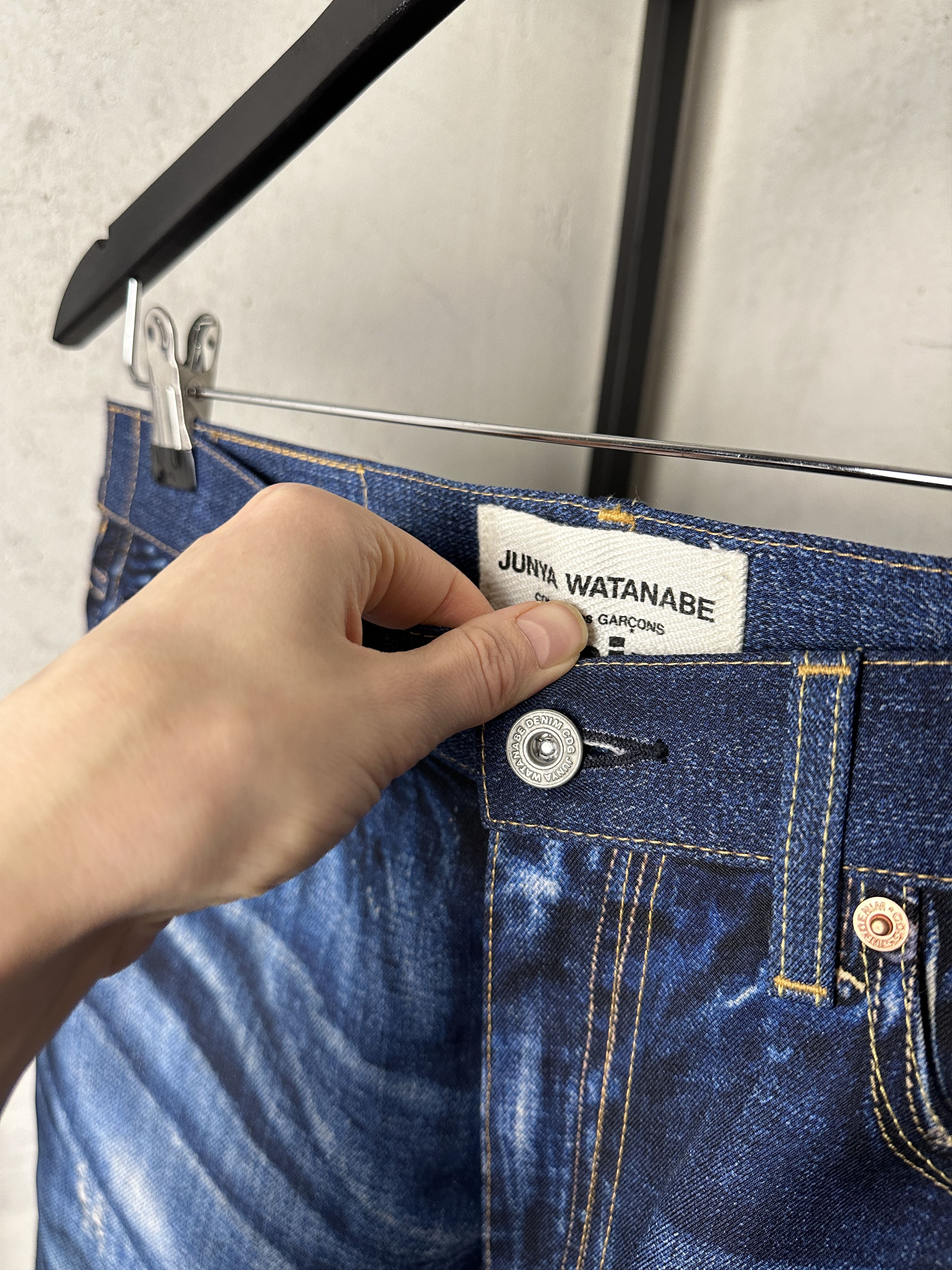 Comme des Garcons RARE Junya Watanabe Trompe L’oeil Denim Printed Canvas Pants Size 26" / US 2 / IT 38 - 5 Thumbnail