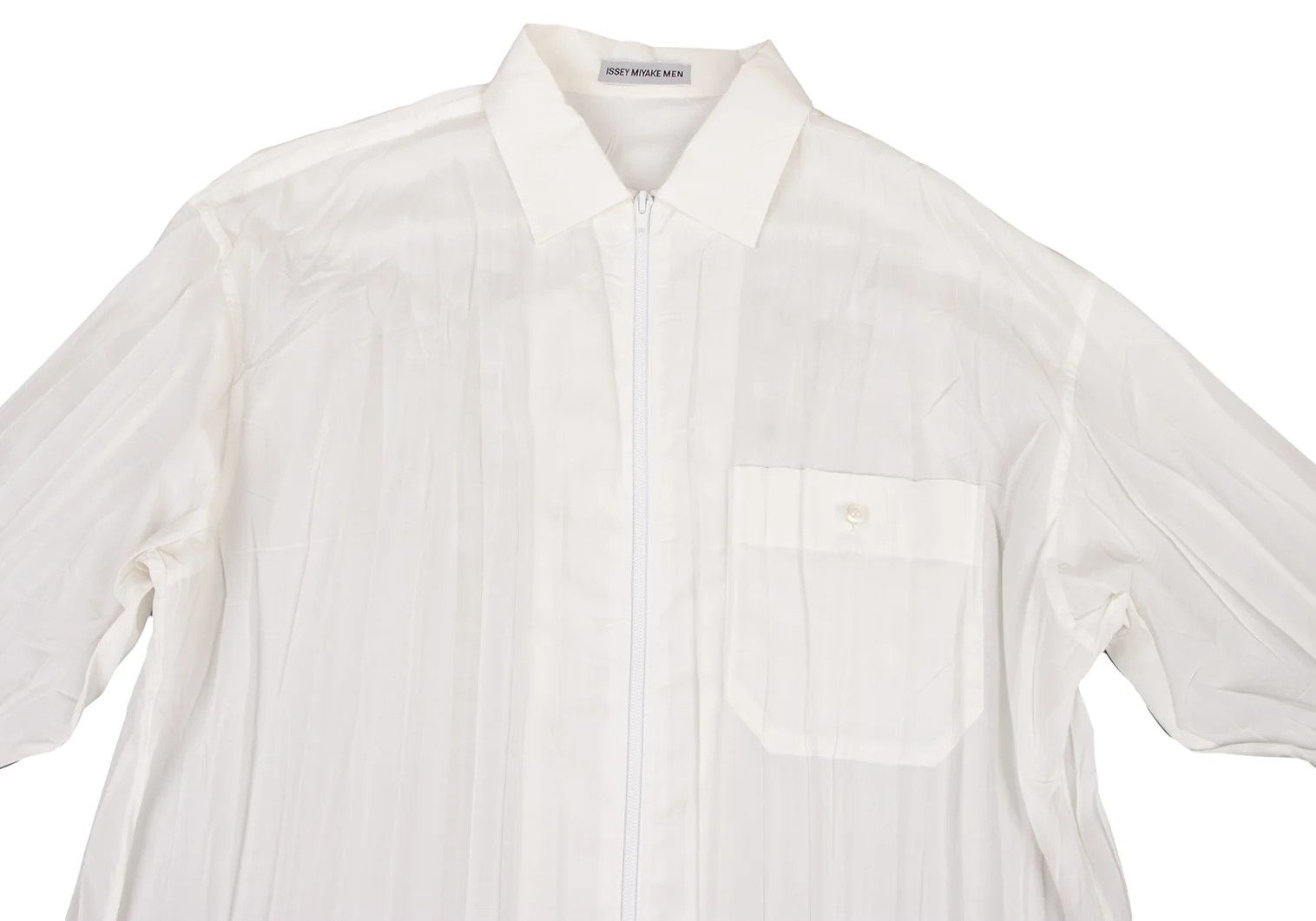 Issey Miyake Pleats Zip Shirt in White XL Size US XL / EU 56 / 4 - 2 Thumbnail