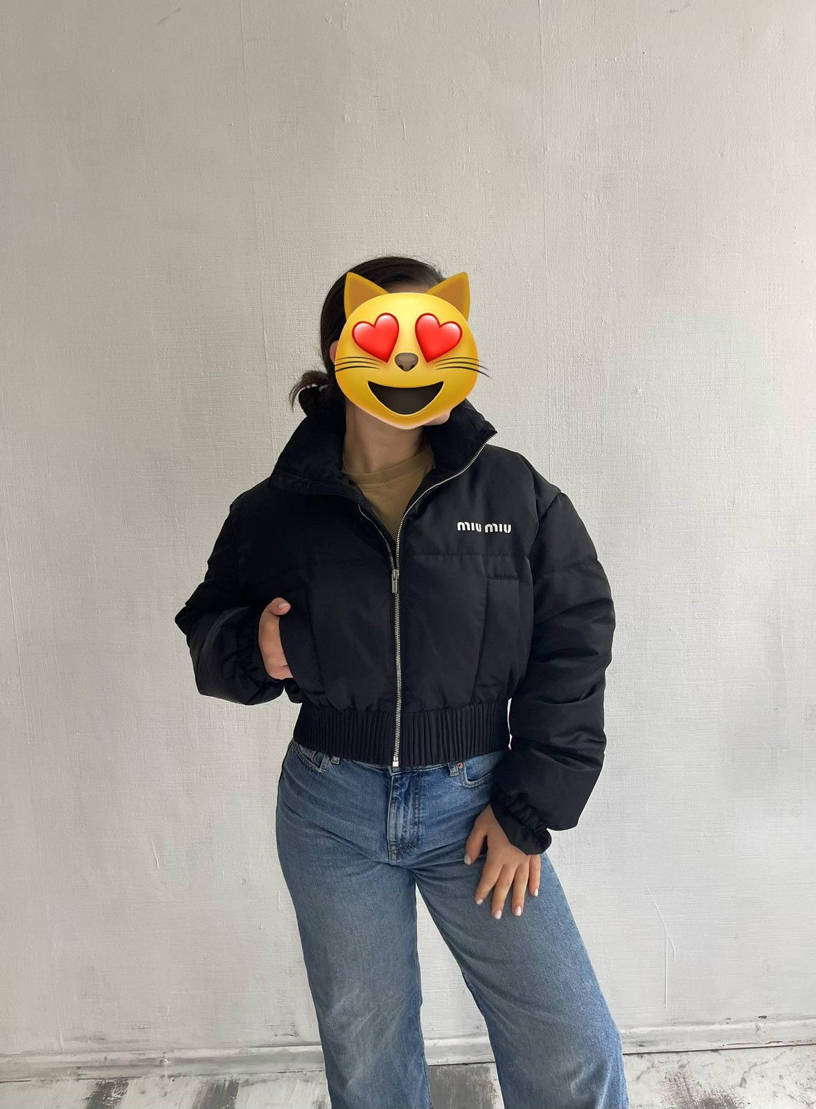 Miu Miu Miu Miu Women Black Cropped Down Puffer Jacket Bomber Zip Size XS / US 0-2 / IT 36-38 - 1 Thumbnail