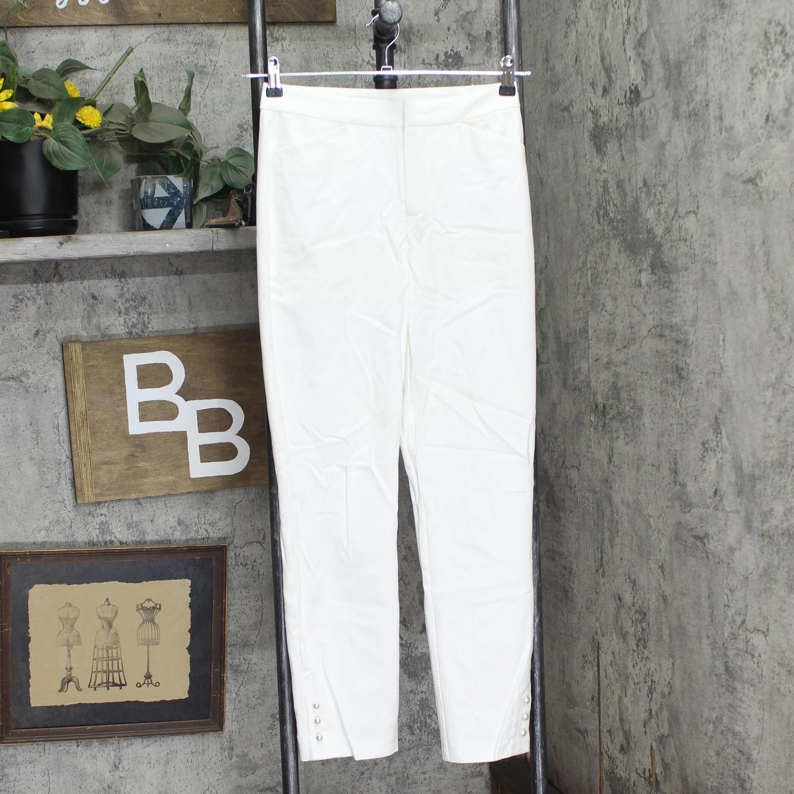 Other Dennis Basso Zip-front Ankle Pants W/ Pearl Accents White 2 Size 26" / US 2 / IT 38 - 1 Thumbnail
